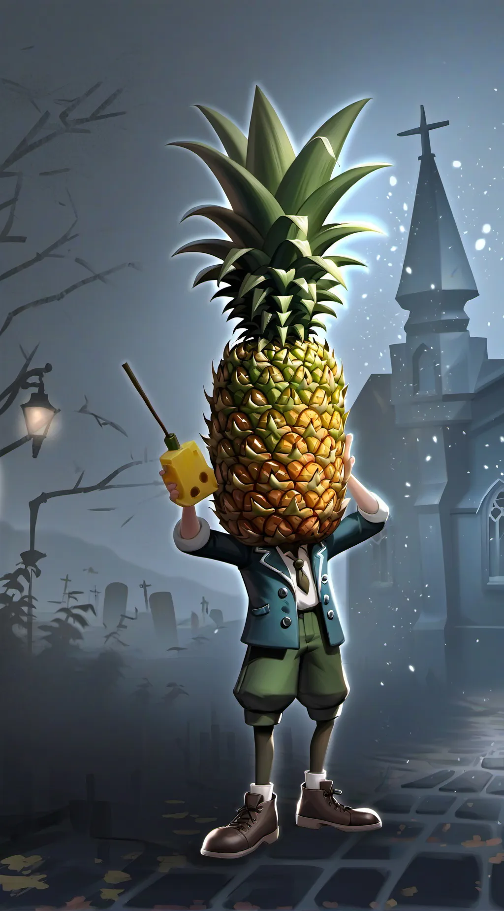 ai character: Pineapple background