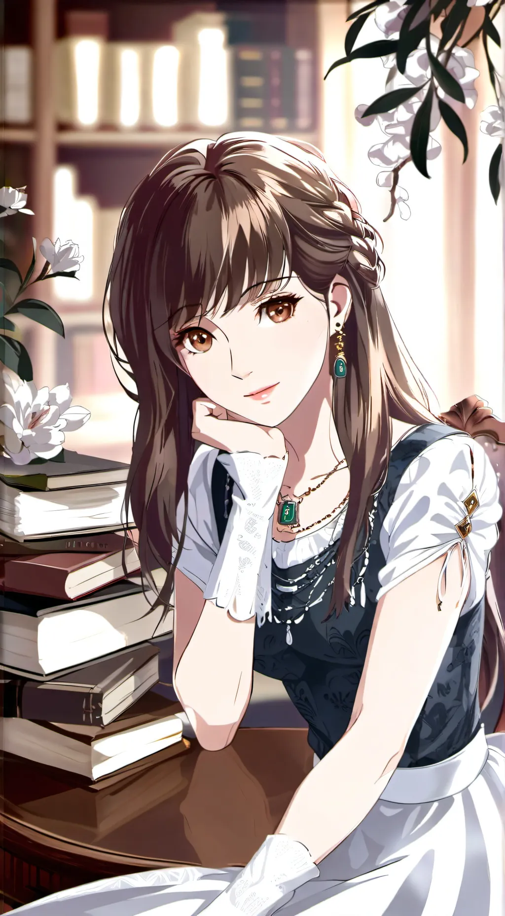 ai character: 📖✏Menina Nerd✏🤓 background