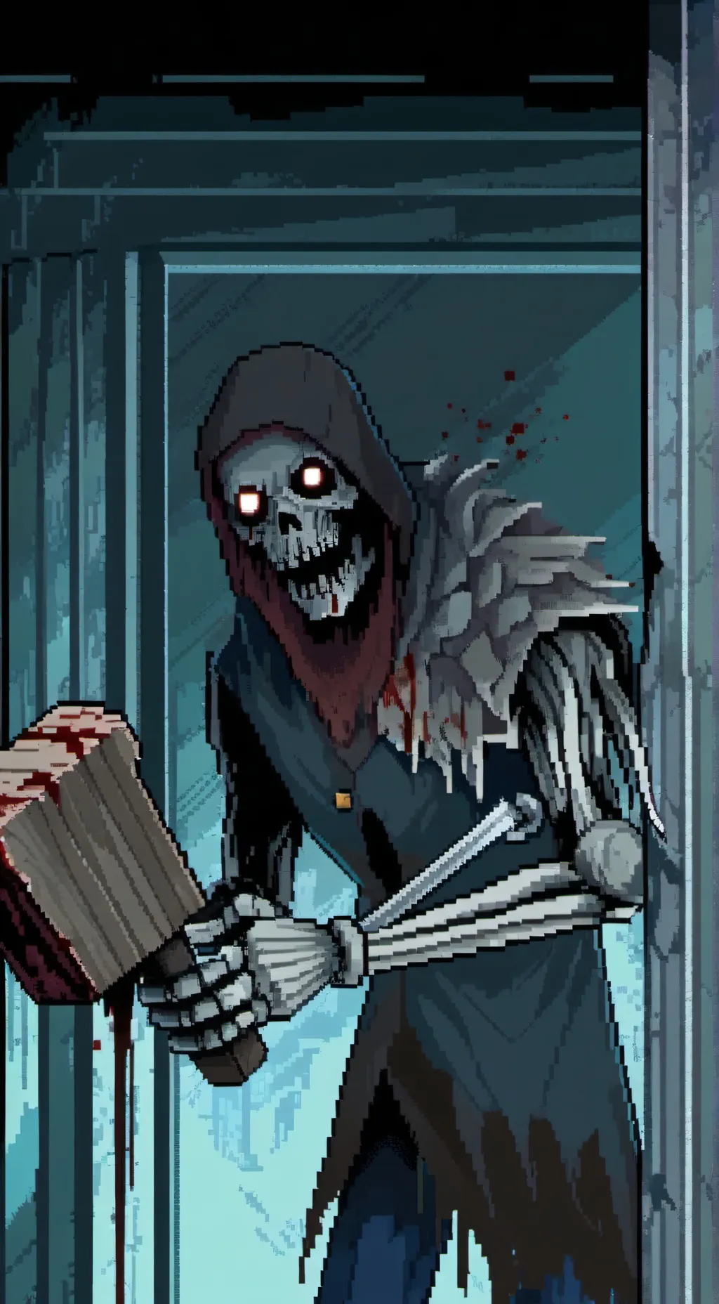 ai character: black skeletal background