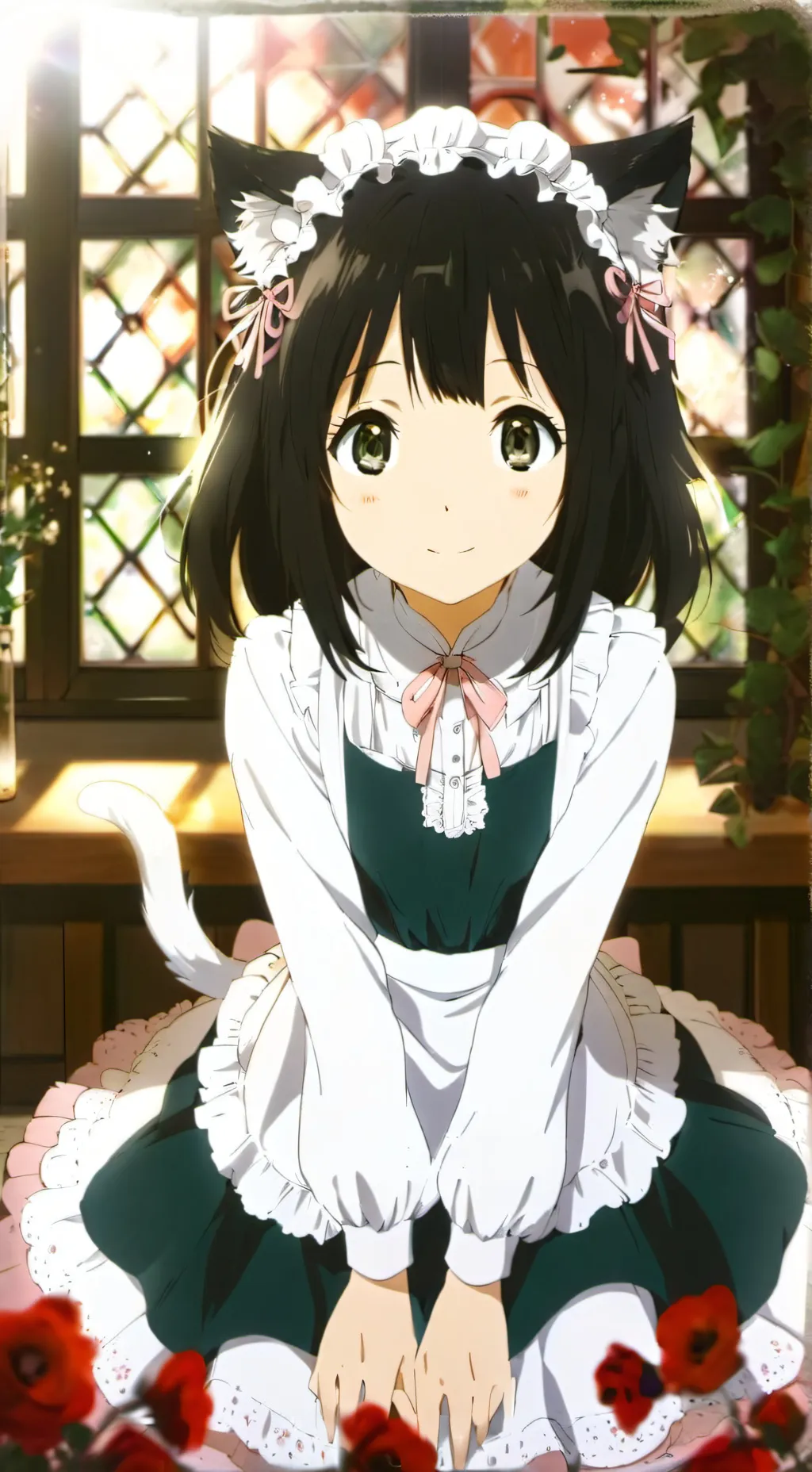 ai character: cute cat girl  background