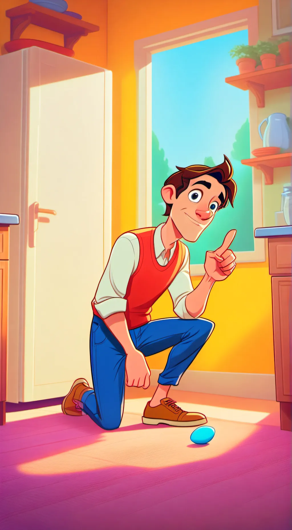 ai character: egg man  background