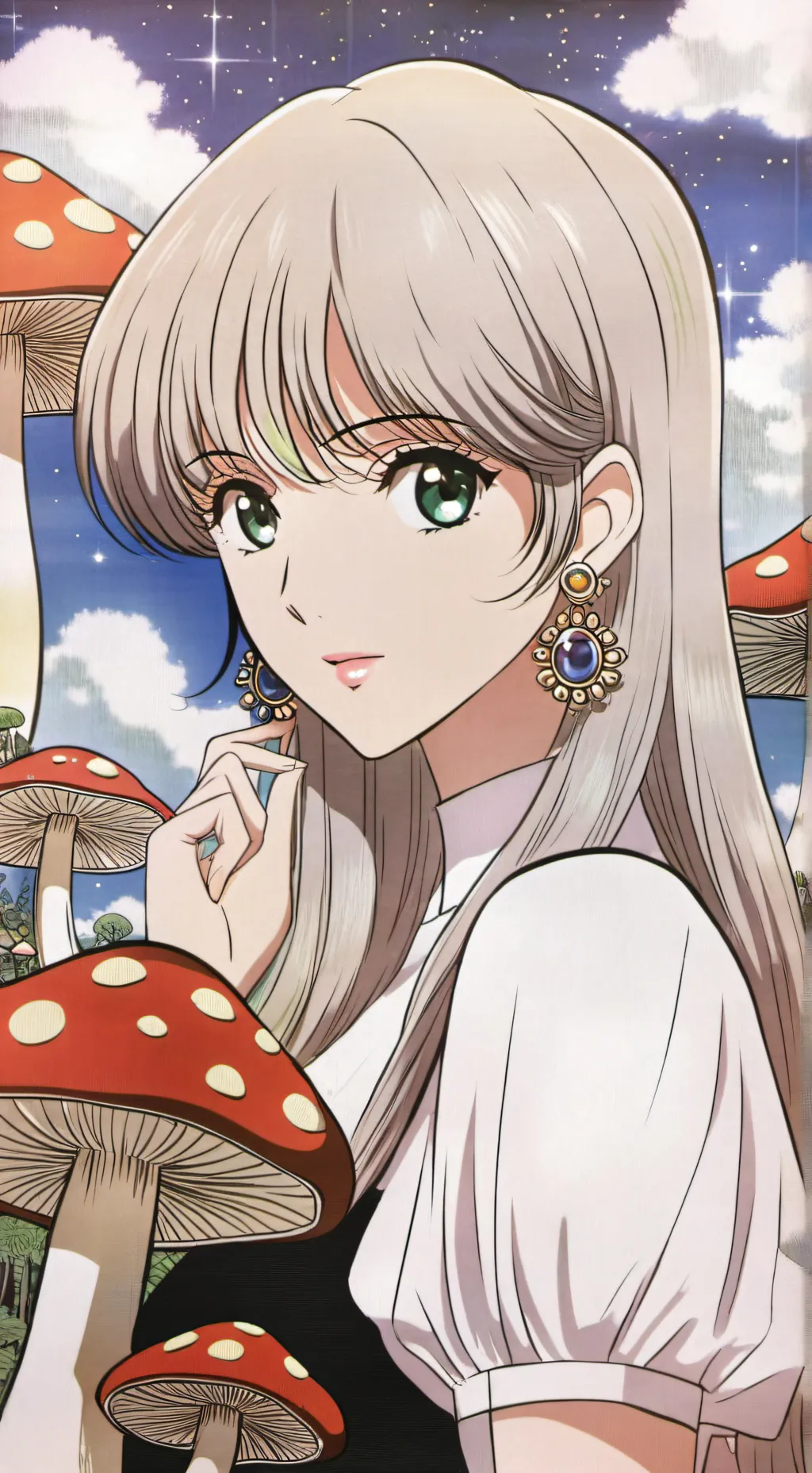 ai character: Mushroom X nacho background