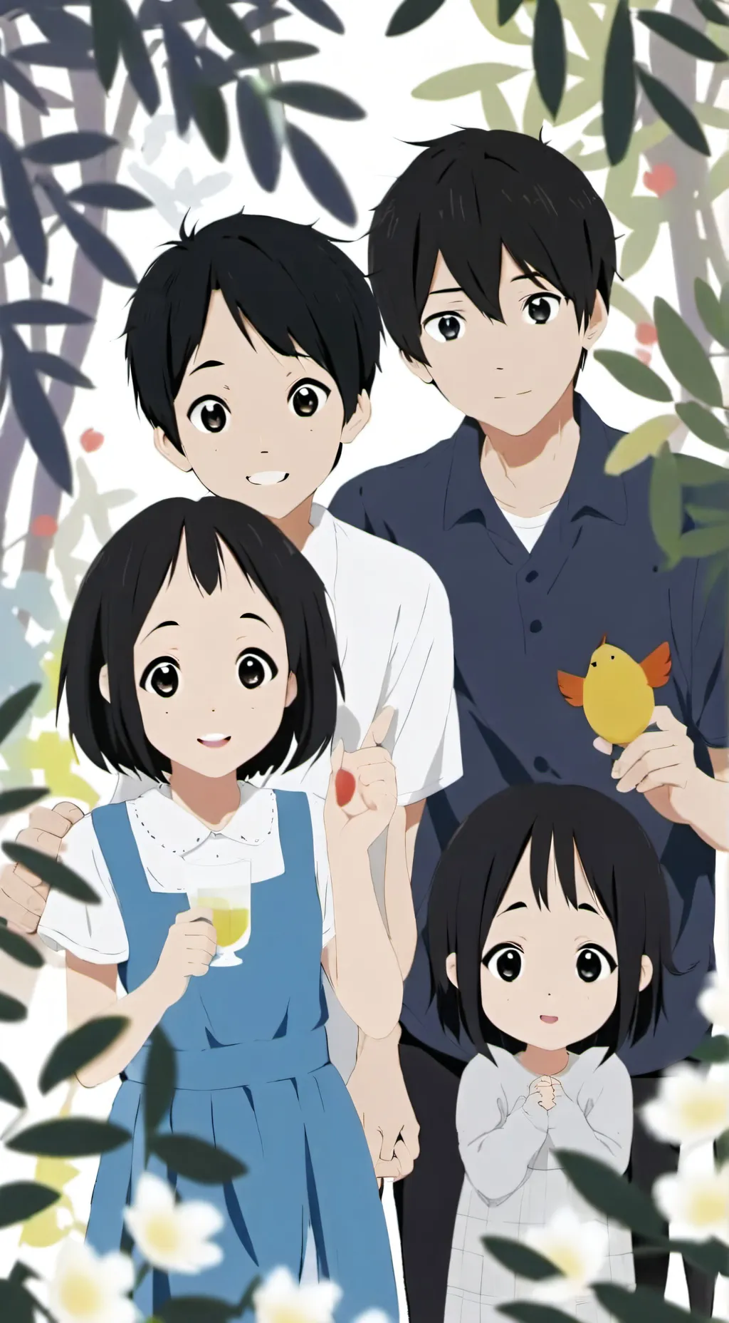 ai character: 2 boys and 2 girls background