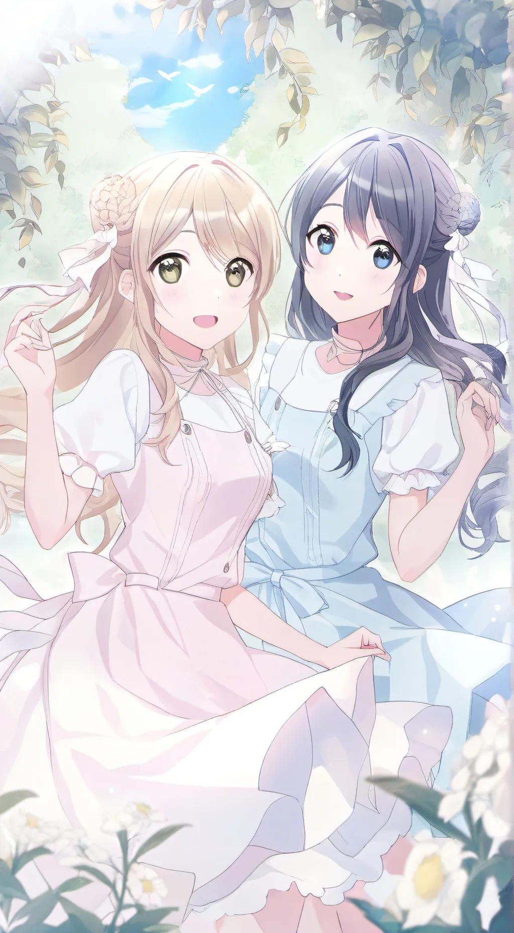 ai character: Emma and Emily  background