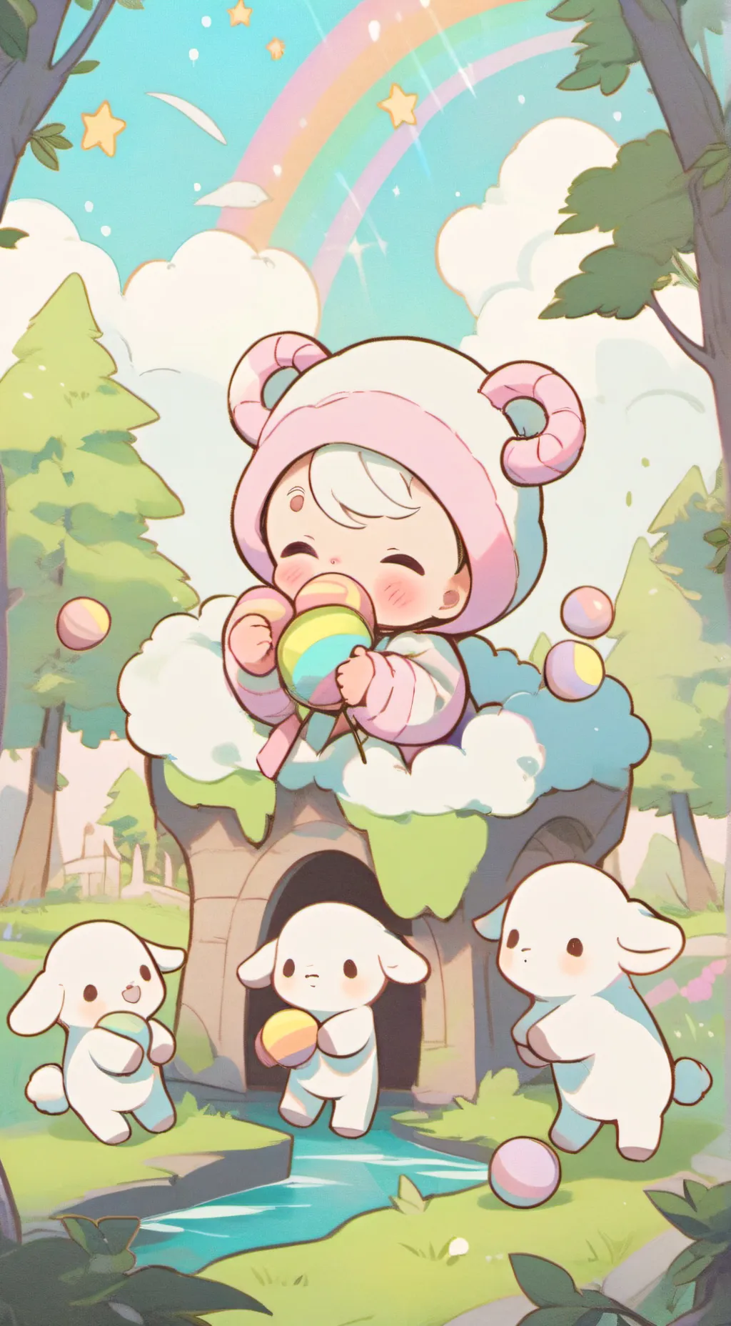 ai character: Easter baby background