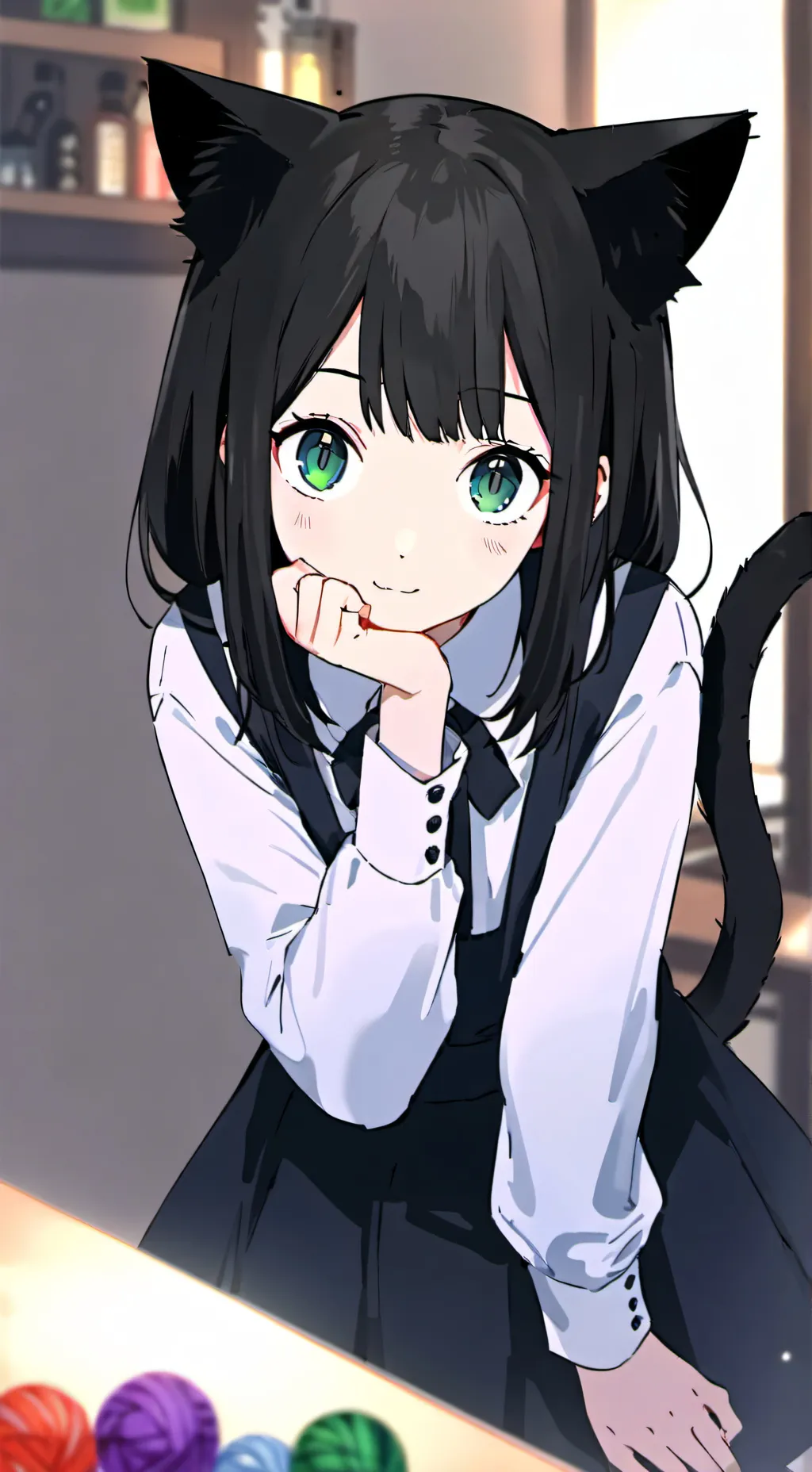 ai character: Nervous Green Eyes background