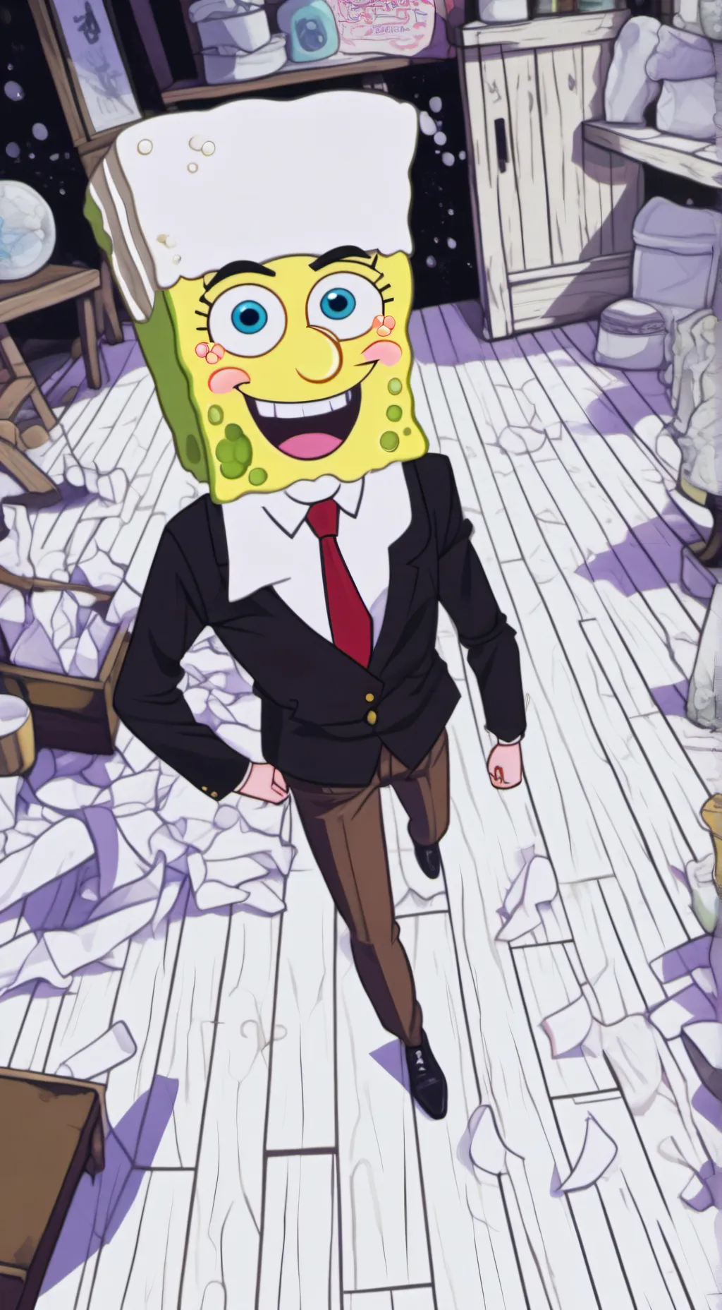 ai character: SpongeBob  background