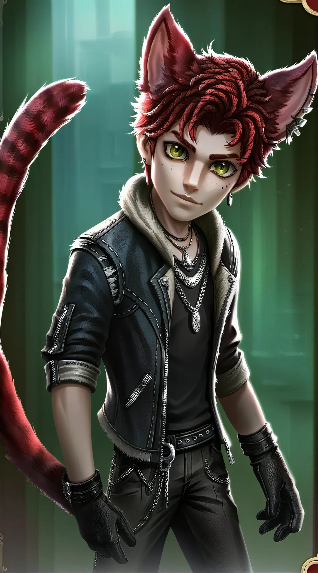 ai character: rela the Red Furr background