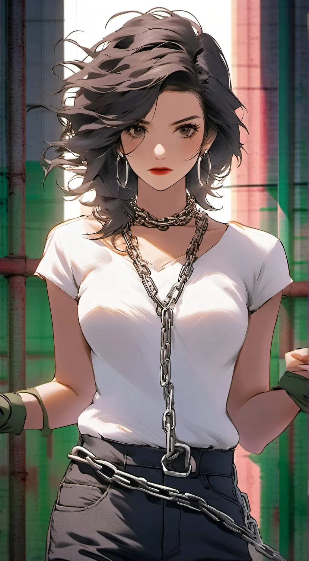 ai character: captured army girl background