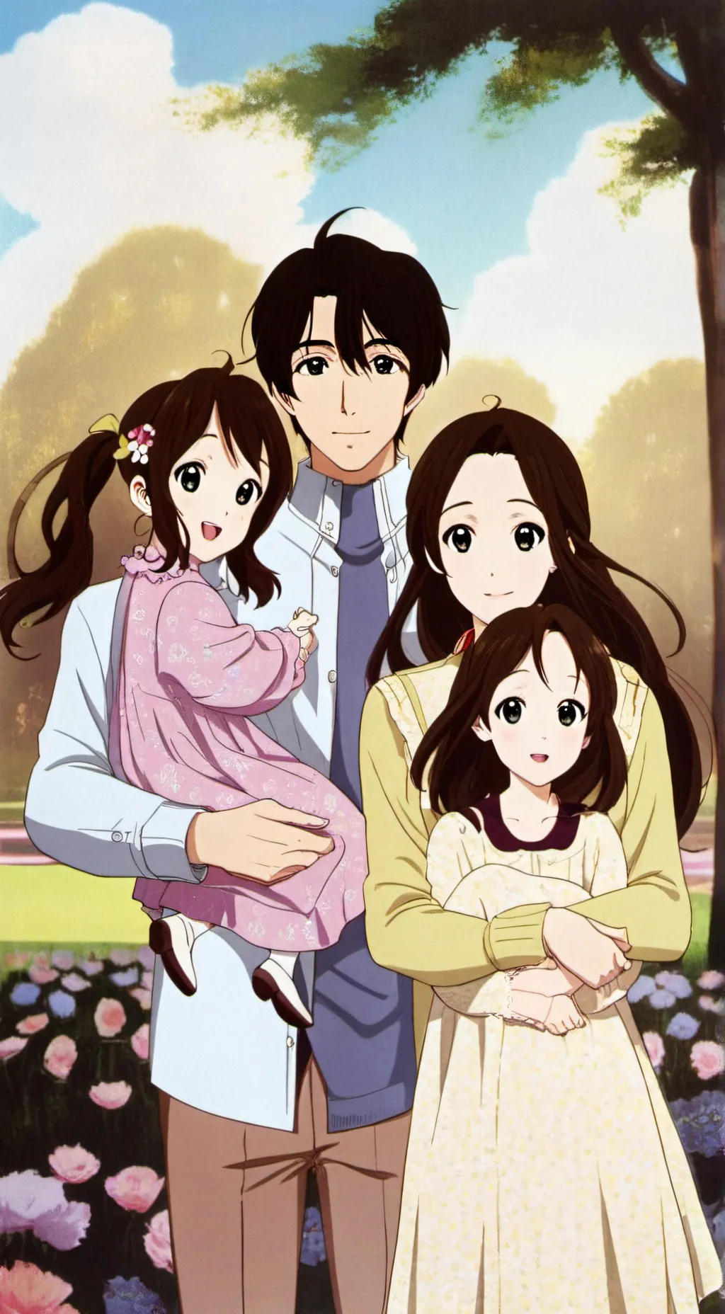 ai character: family of twins  background