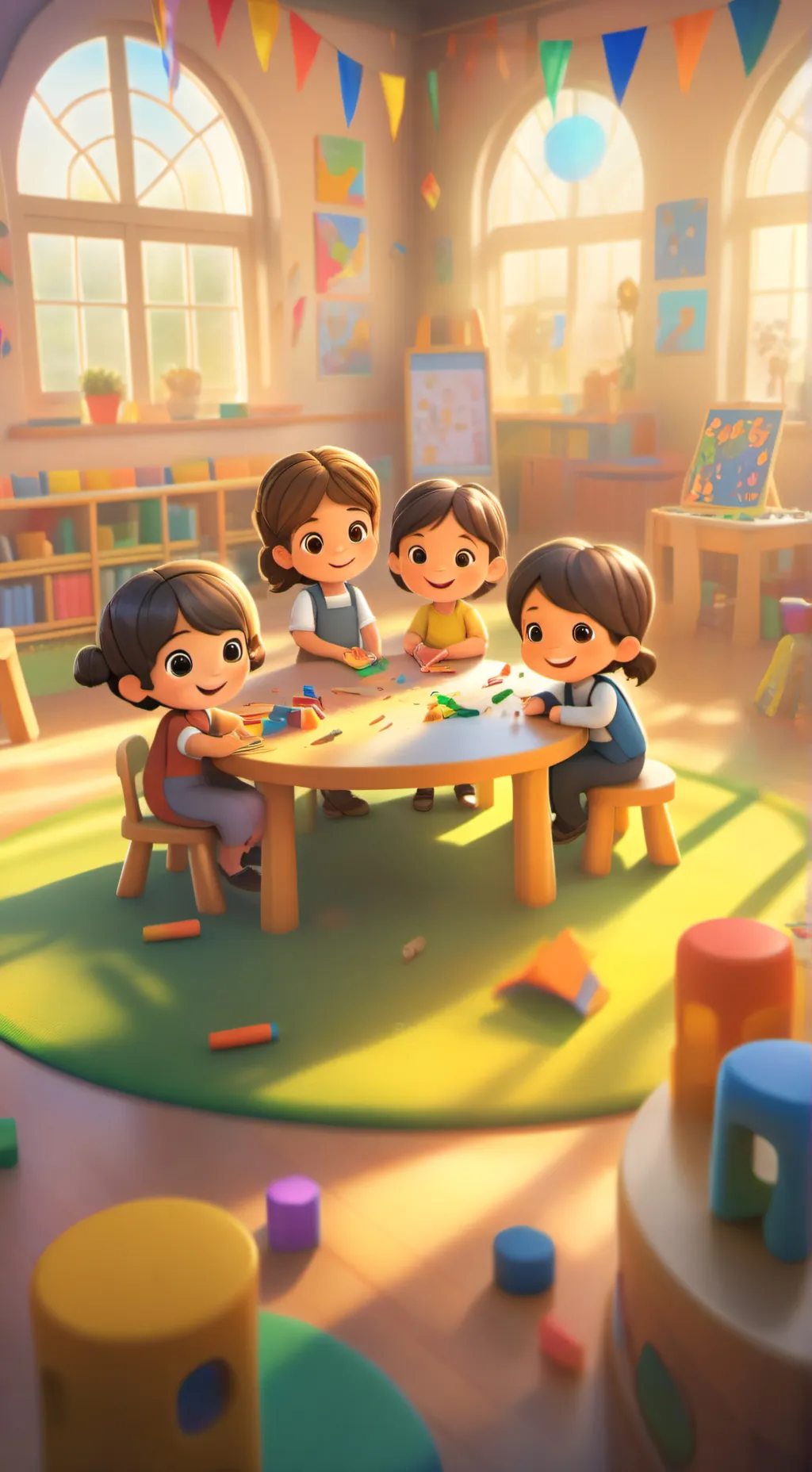 ai character: kindergarten pickm background