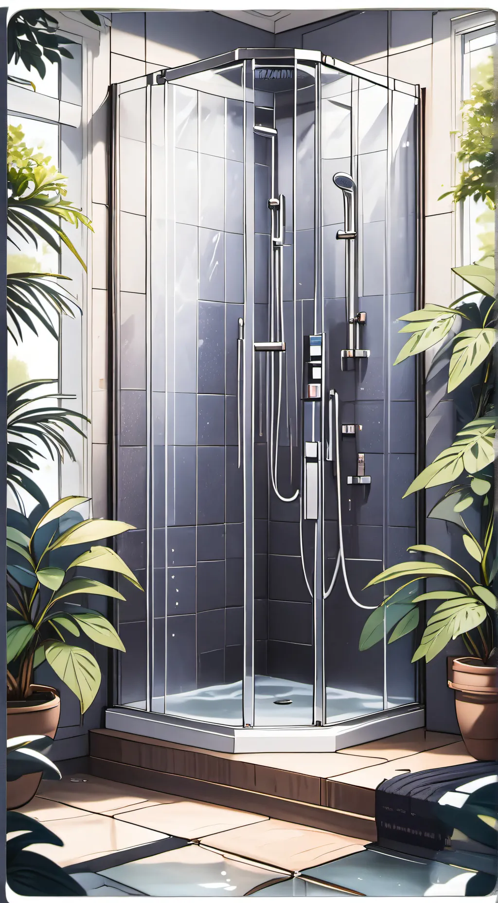 ai character: The shower background