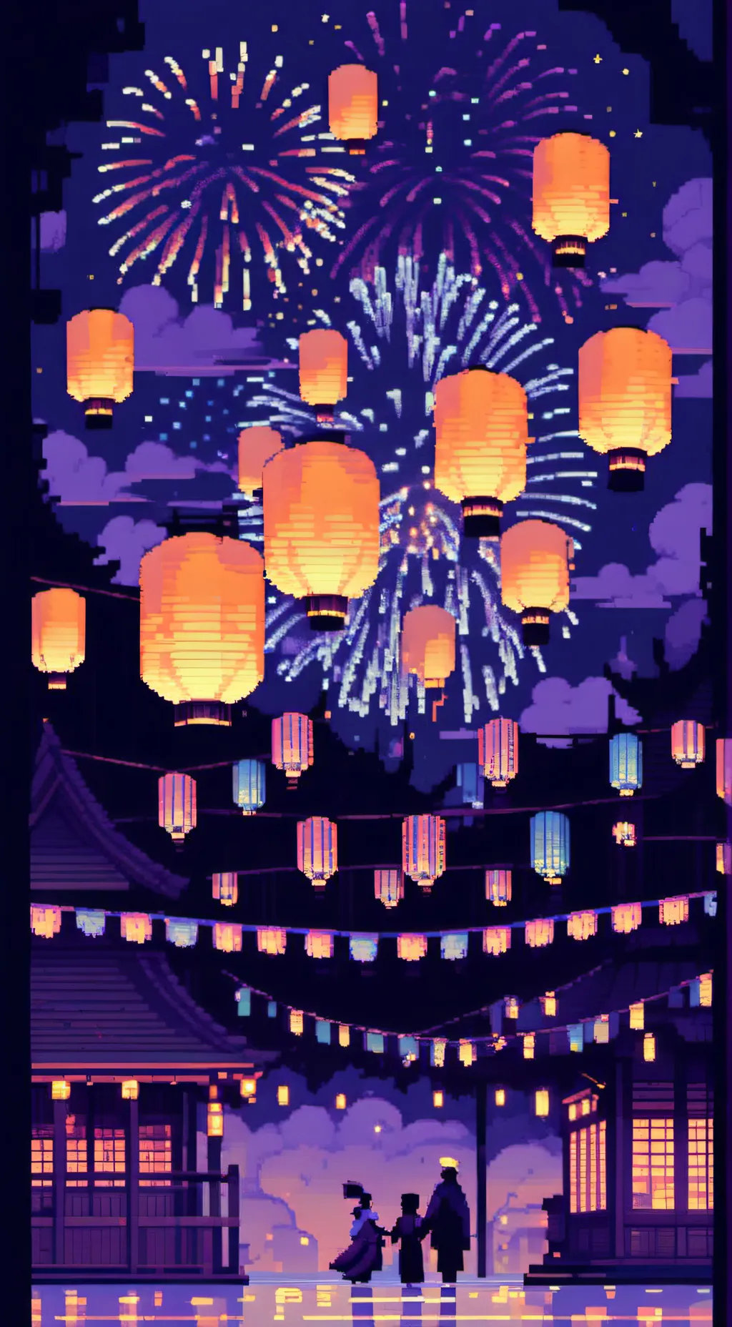 ai character: KNY fireworks? background