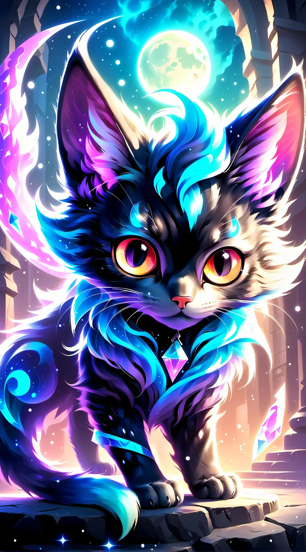 ai character: gato cósmico  background