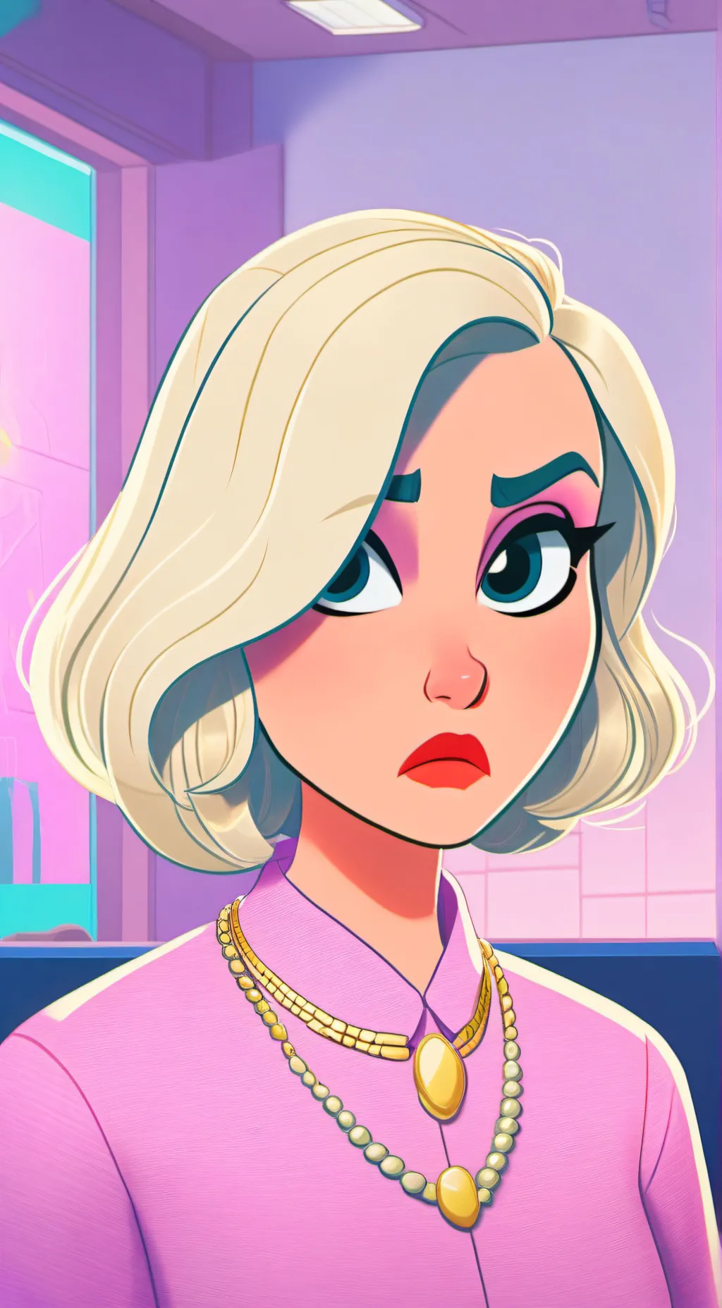 ai character: Karen Amorosa? o q background