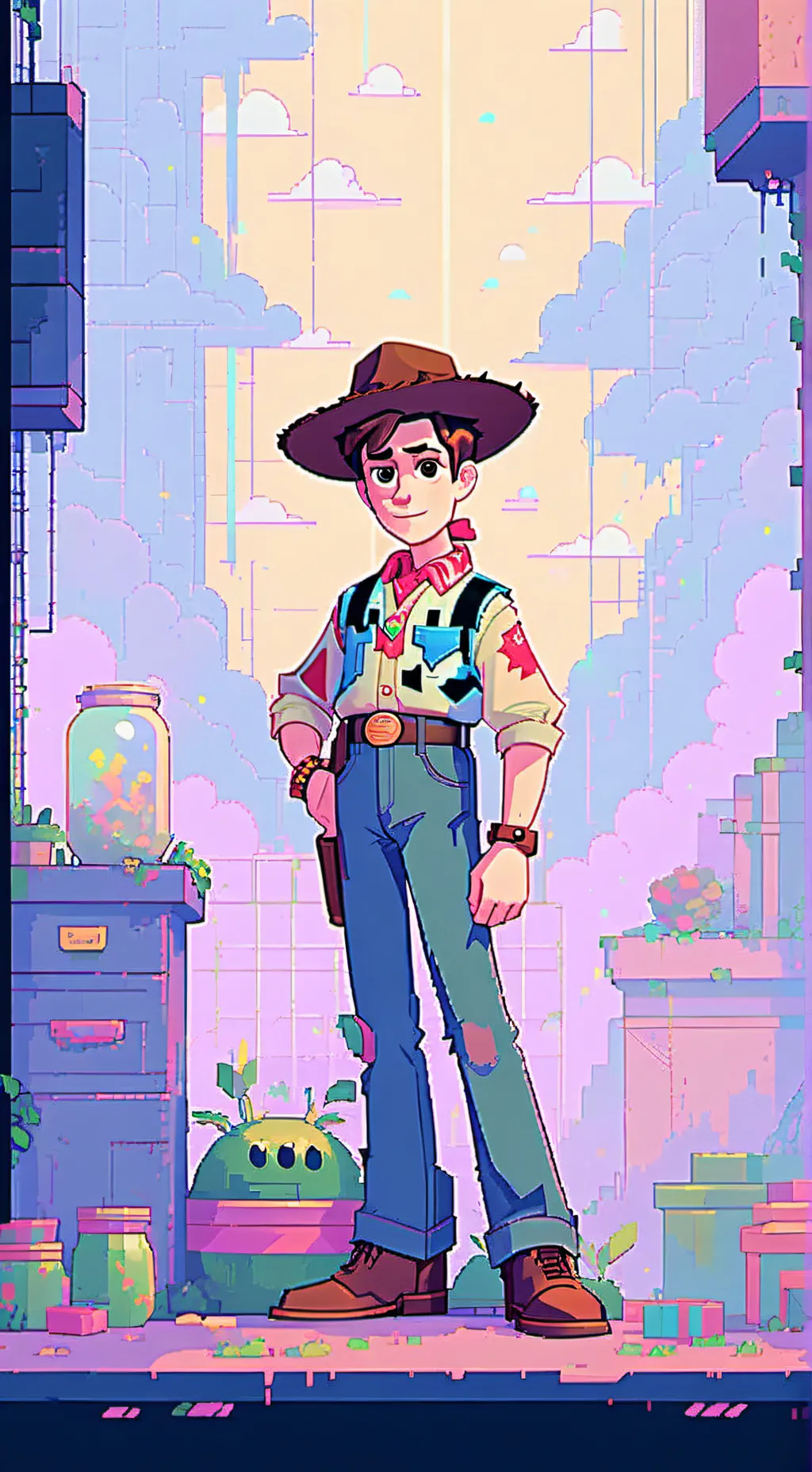 ai character: Woody tiene novia background