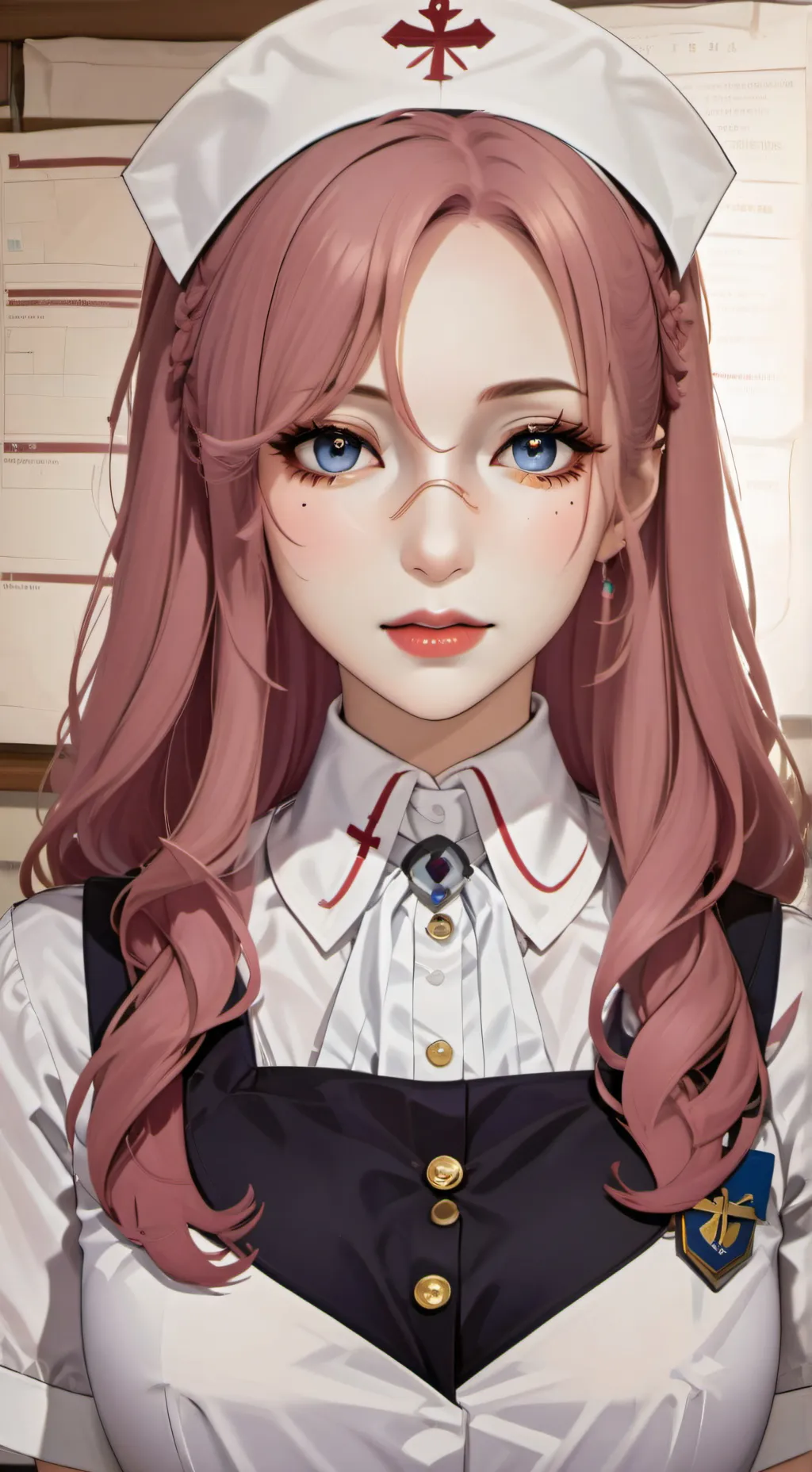 ai character: sus school nurse 🤨 background