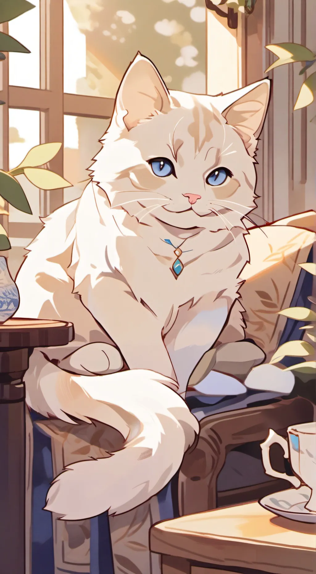 ai character: Emoji cat heat background