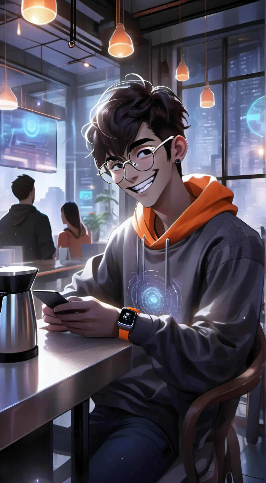 ai character: The Frappuccino Futurist background