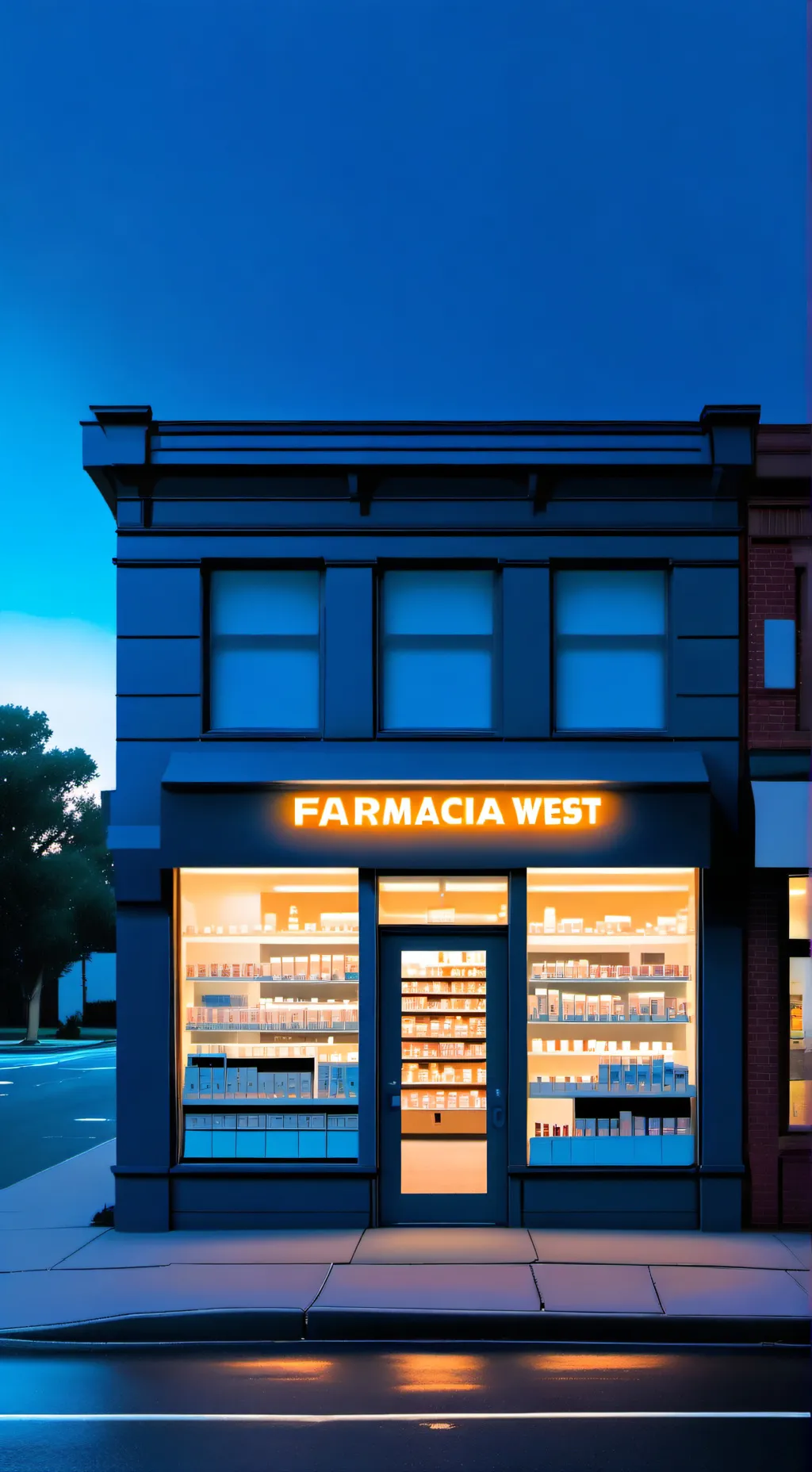 ai character: Farmacia con regla background