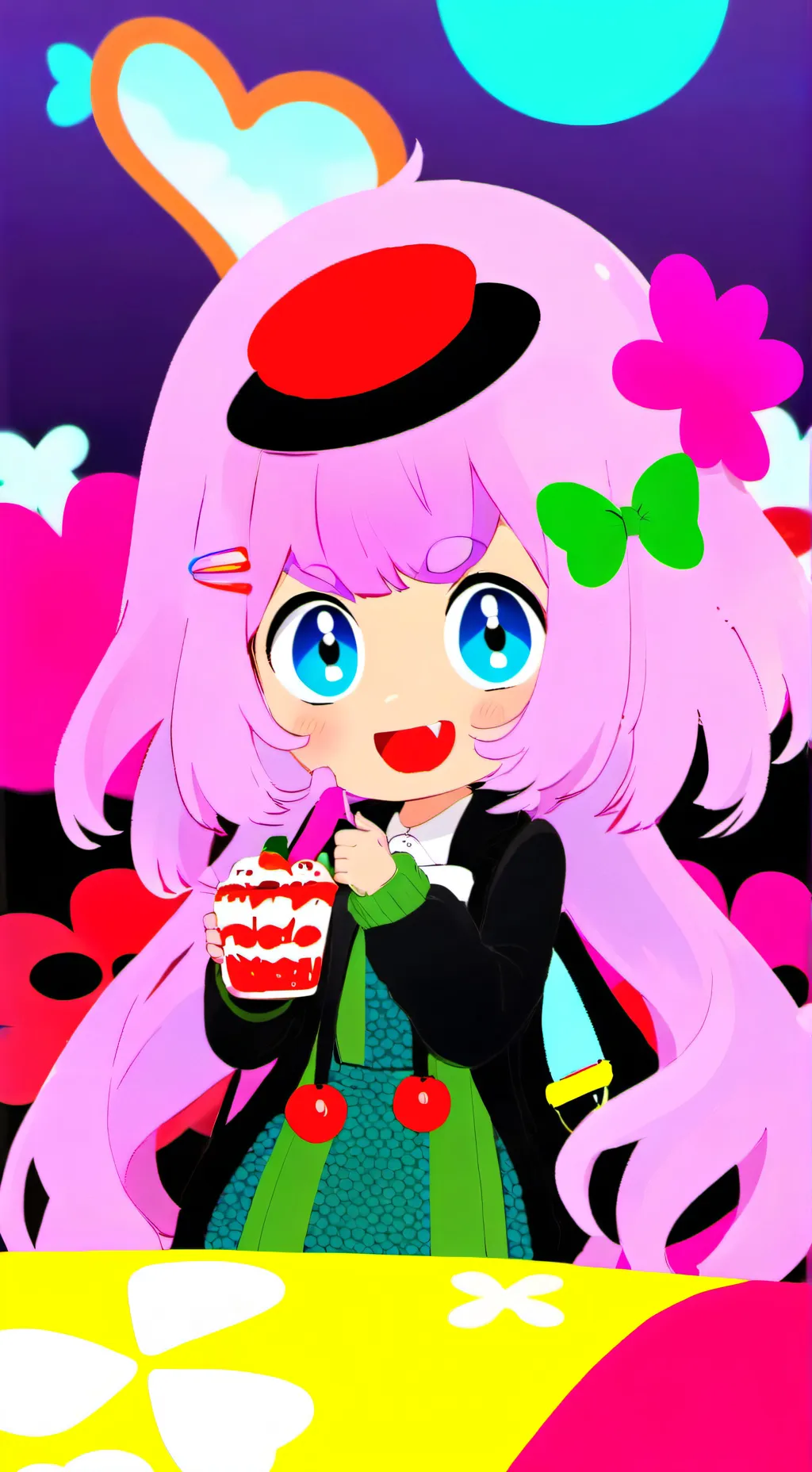 ai character: shell candy background