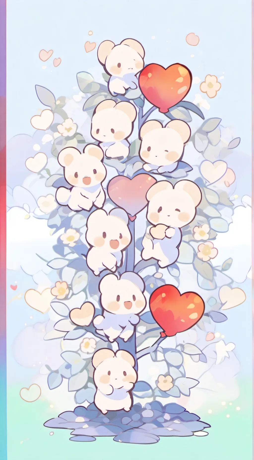 ai character: hearts background