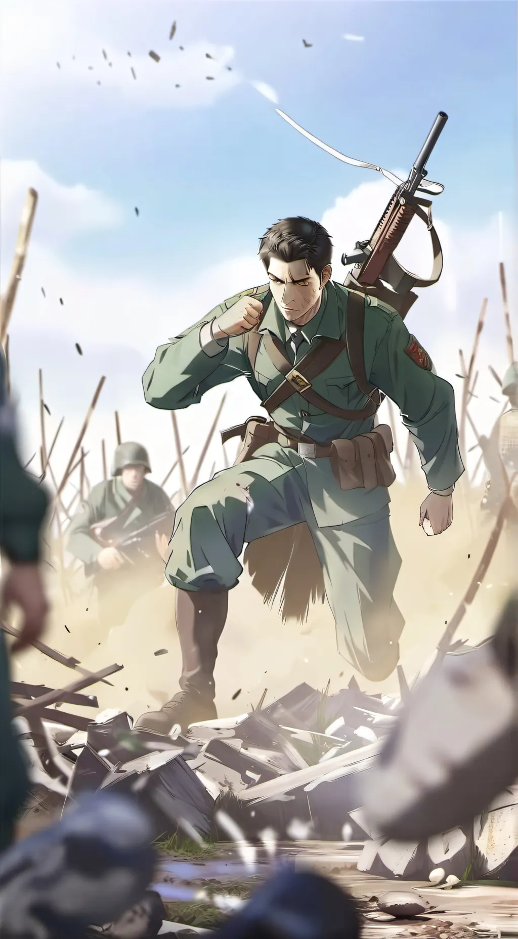 ai character: war man background