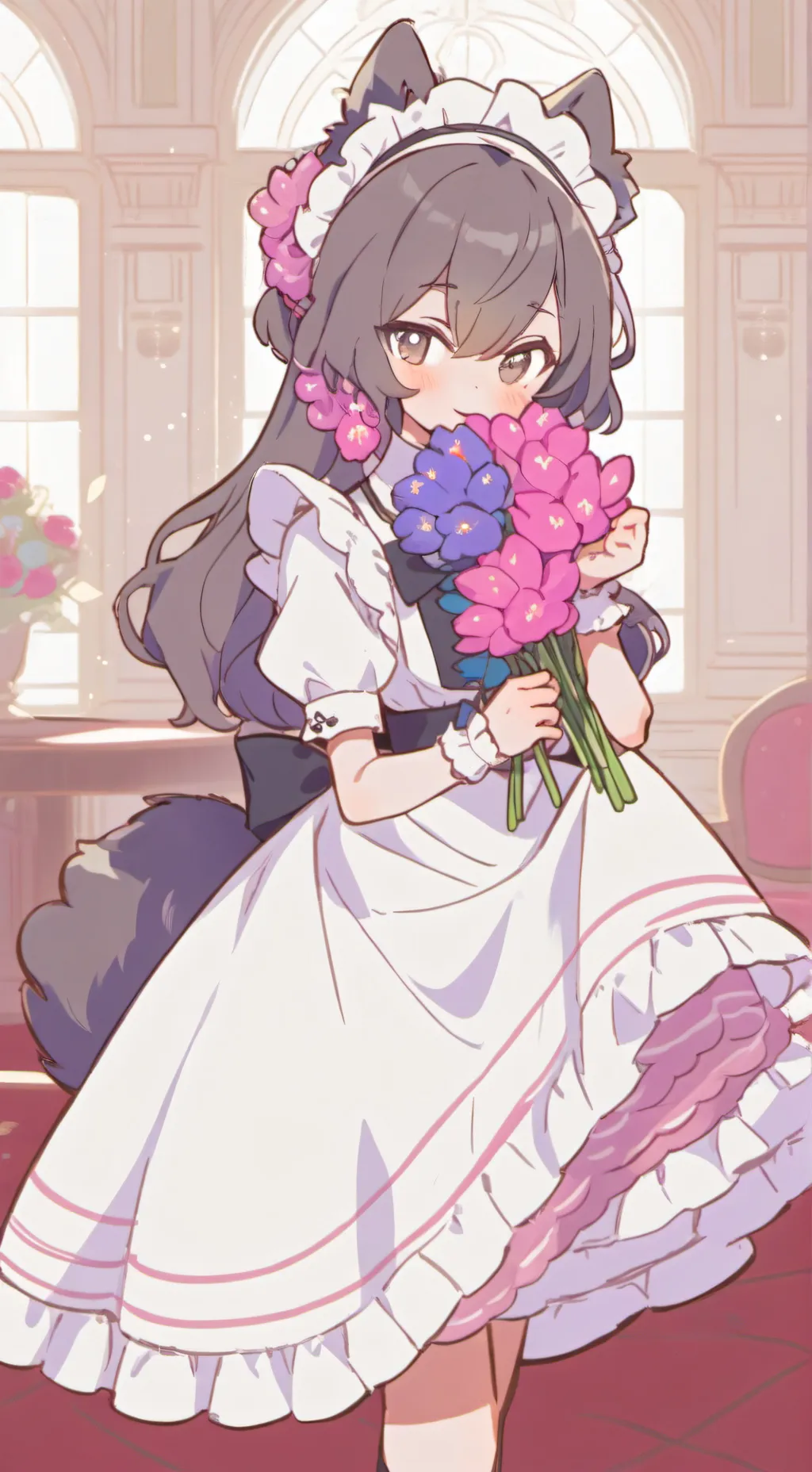 ai character: werewolf maid  background