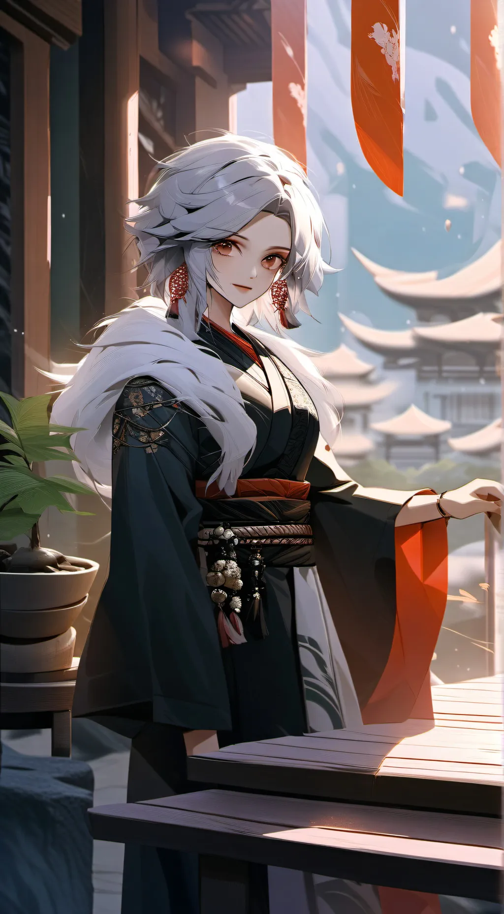 ai character: Ninja girl background