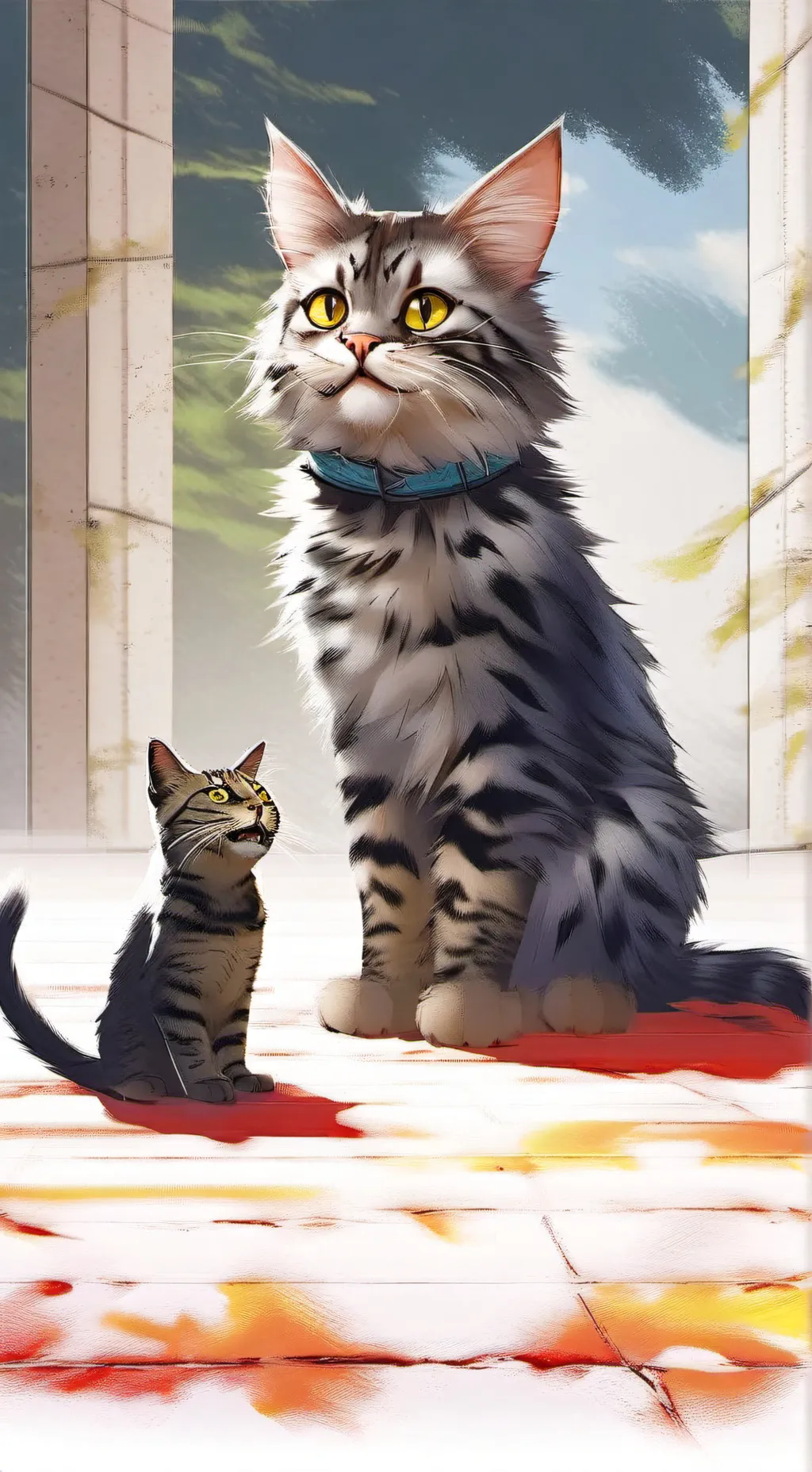 ai character: cat vs bigcat background