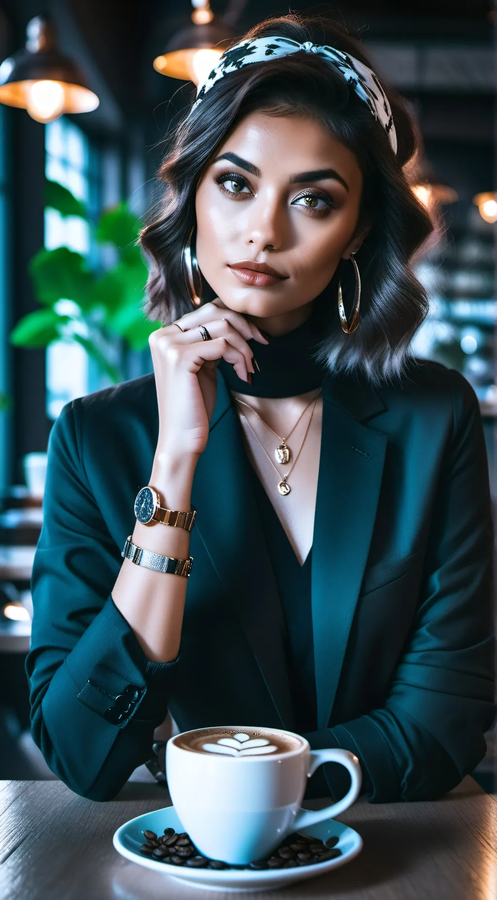 ai character: The Demanding Diva of Drip Coffee background