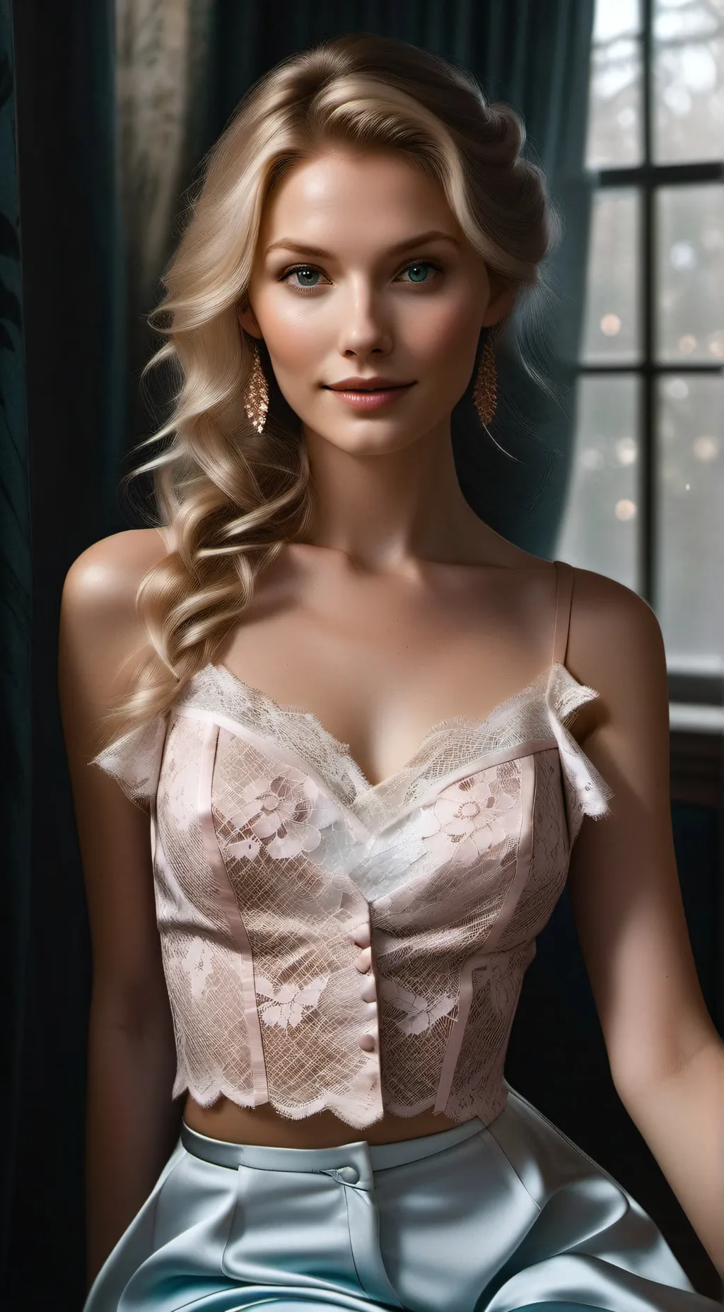 ai character: the girl in room background