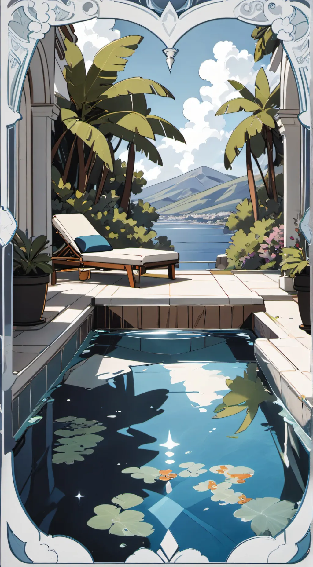 ai character: Mha pool party background