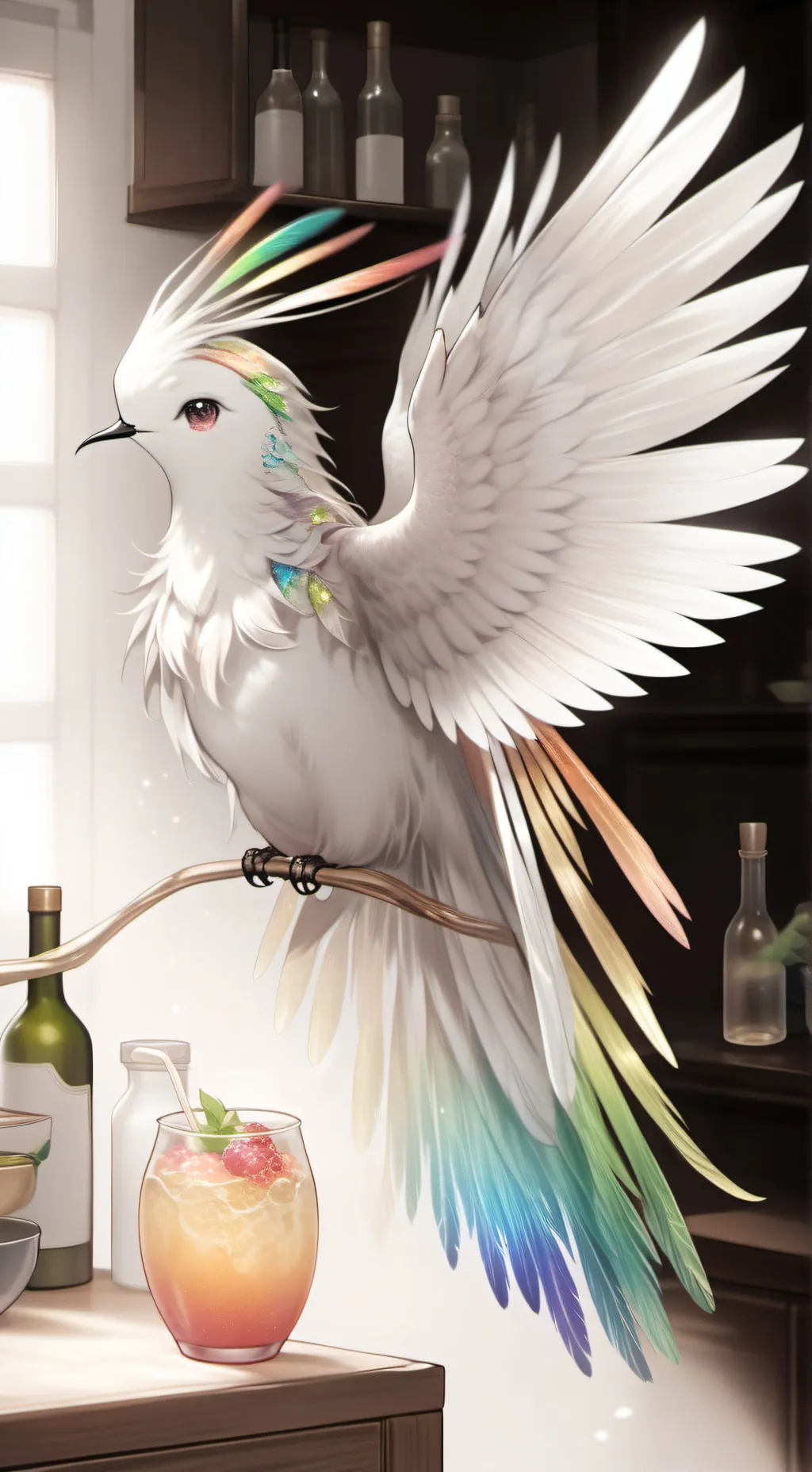 ai character: Rainbow Hummingfur background