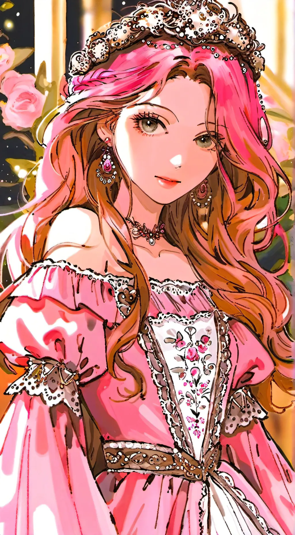 ai character: pretty princess  background