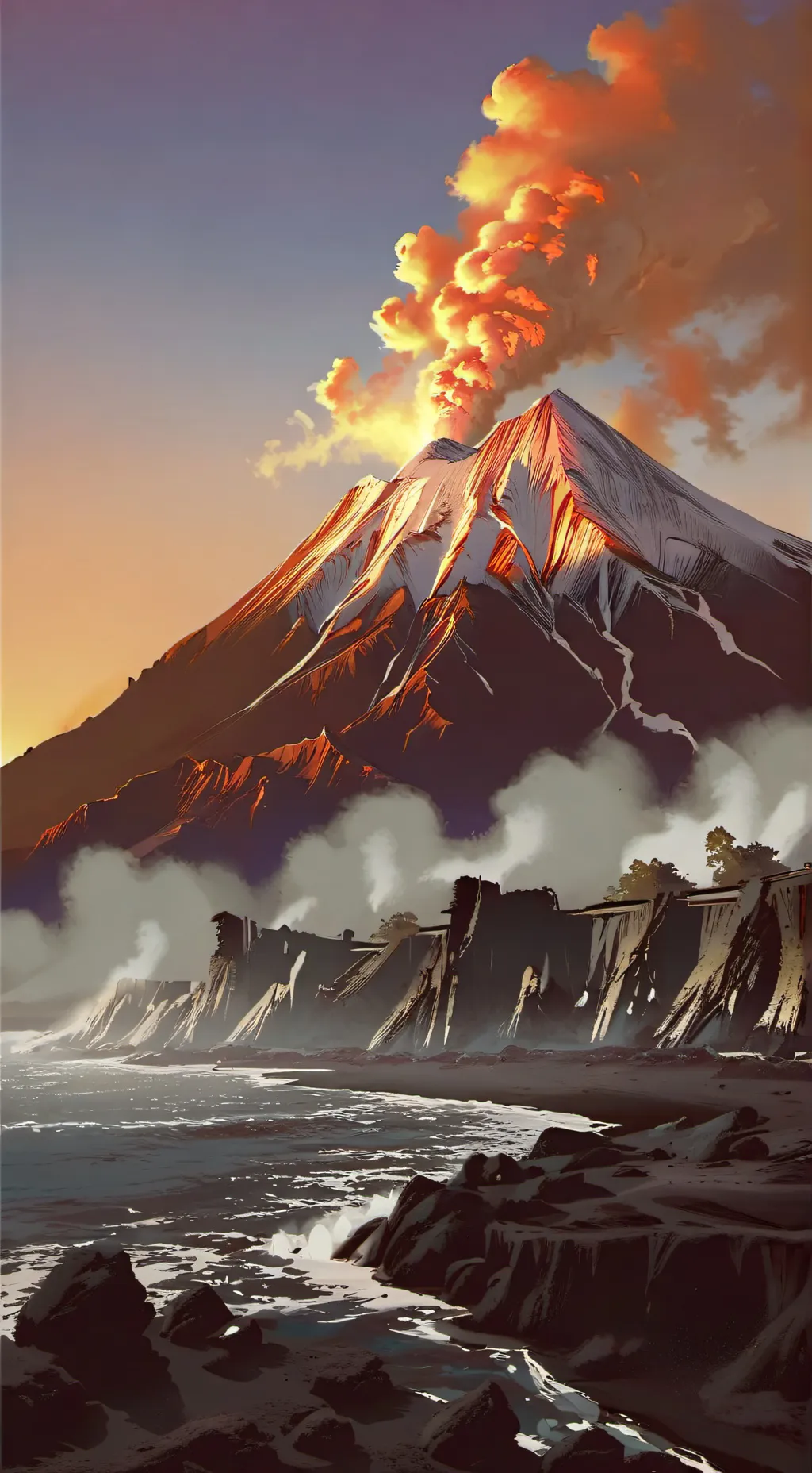 ai character: VOLCANIC EXPLODE background