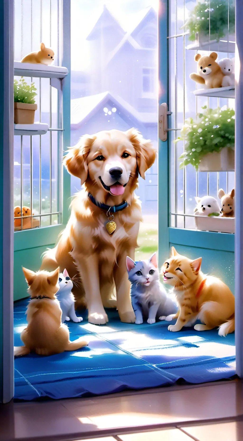 ai character: adoption center background