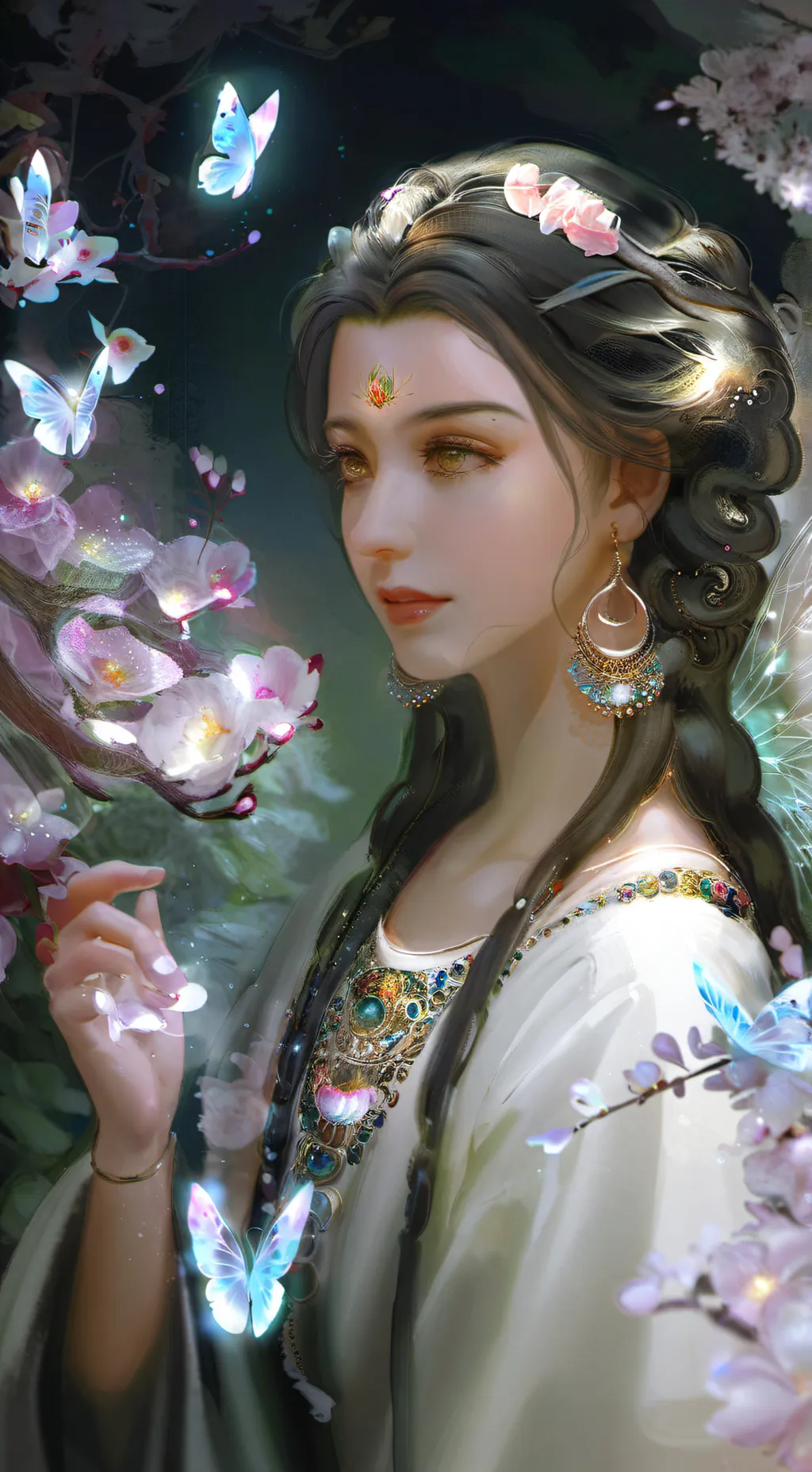 ai character: iridescent background