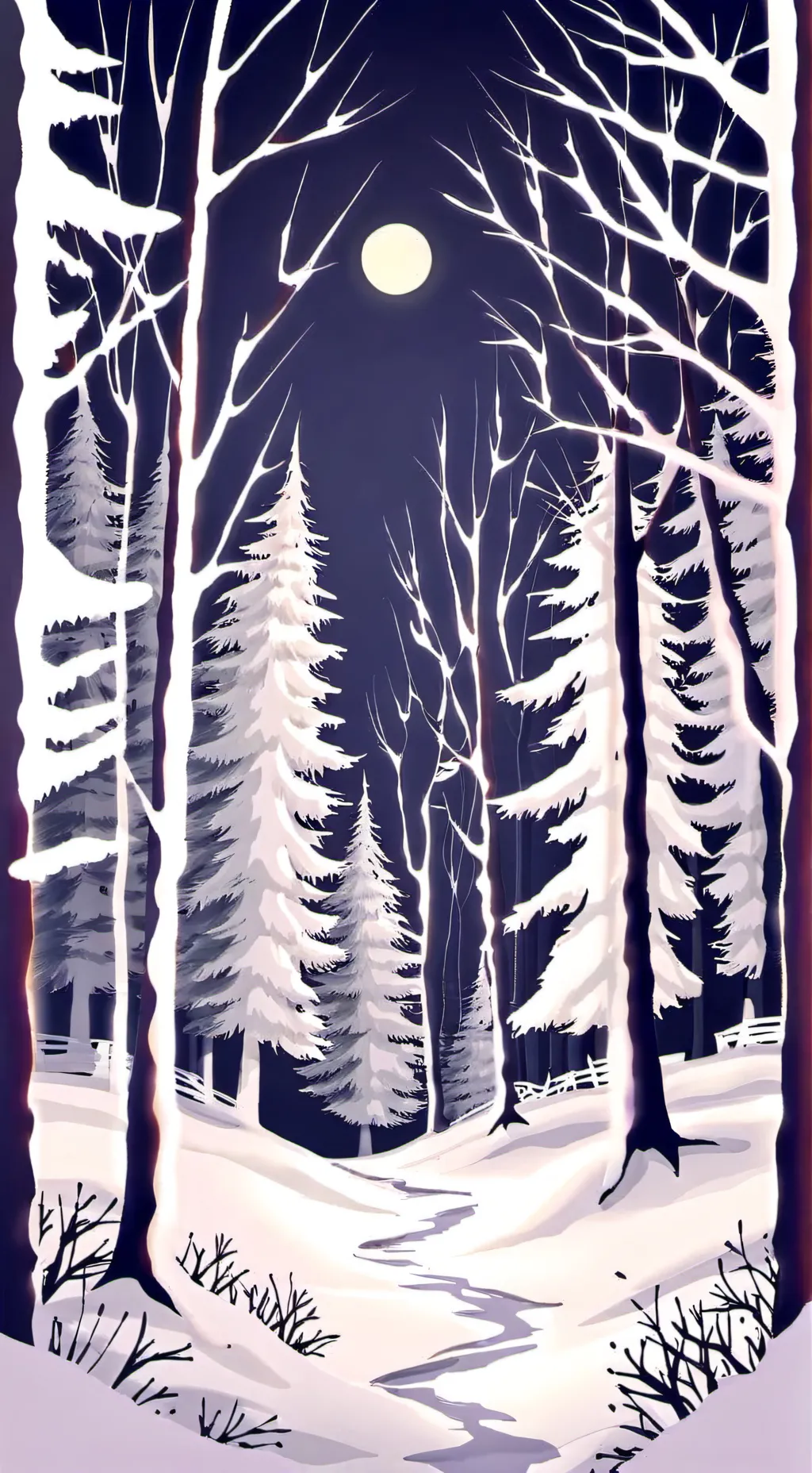 ai character: Snowy forest background