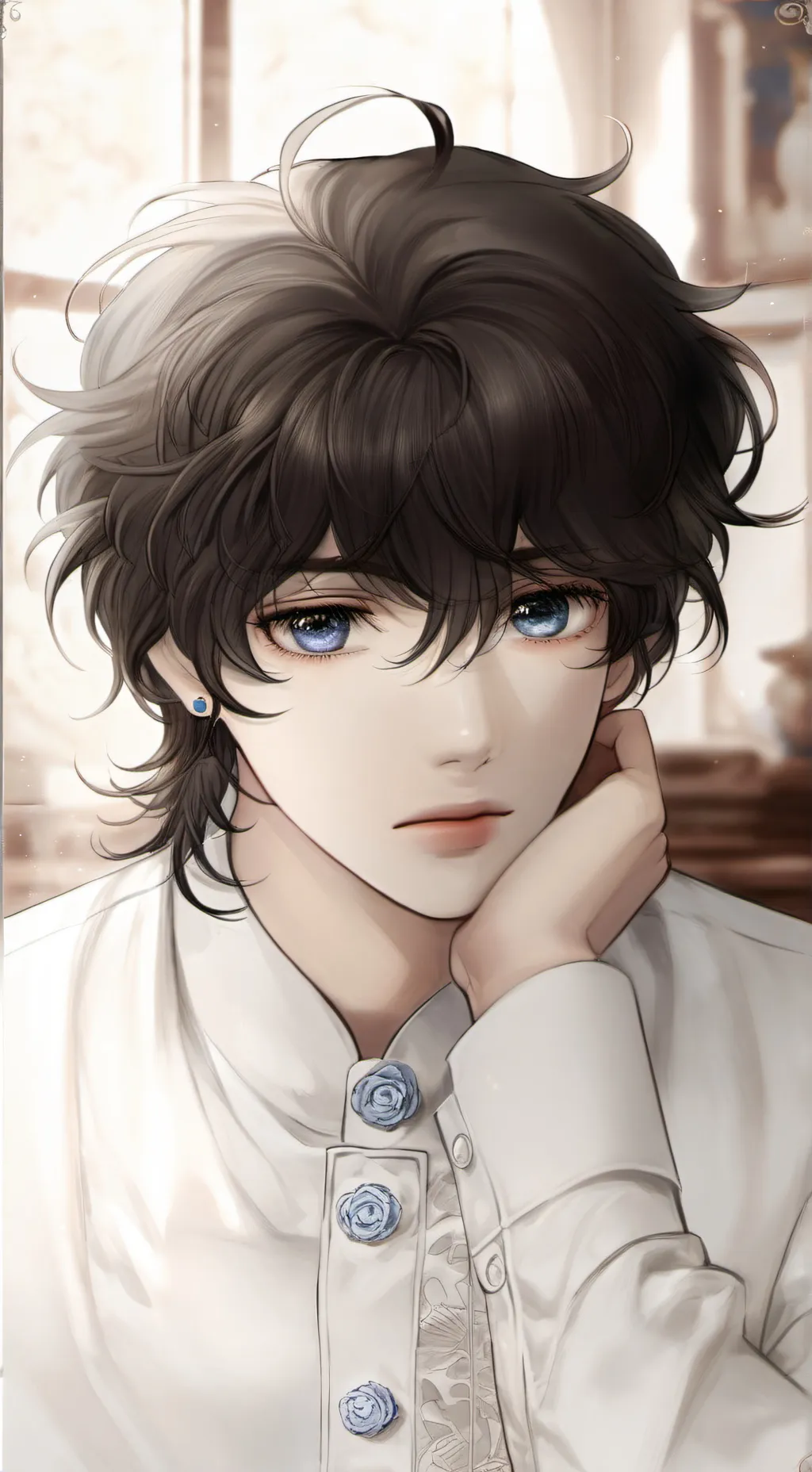 ai character: sad boy background