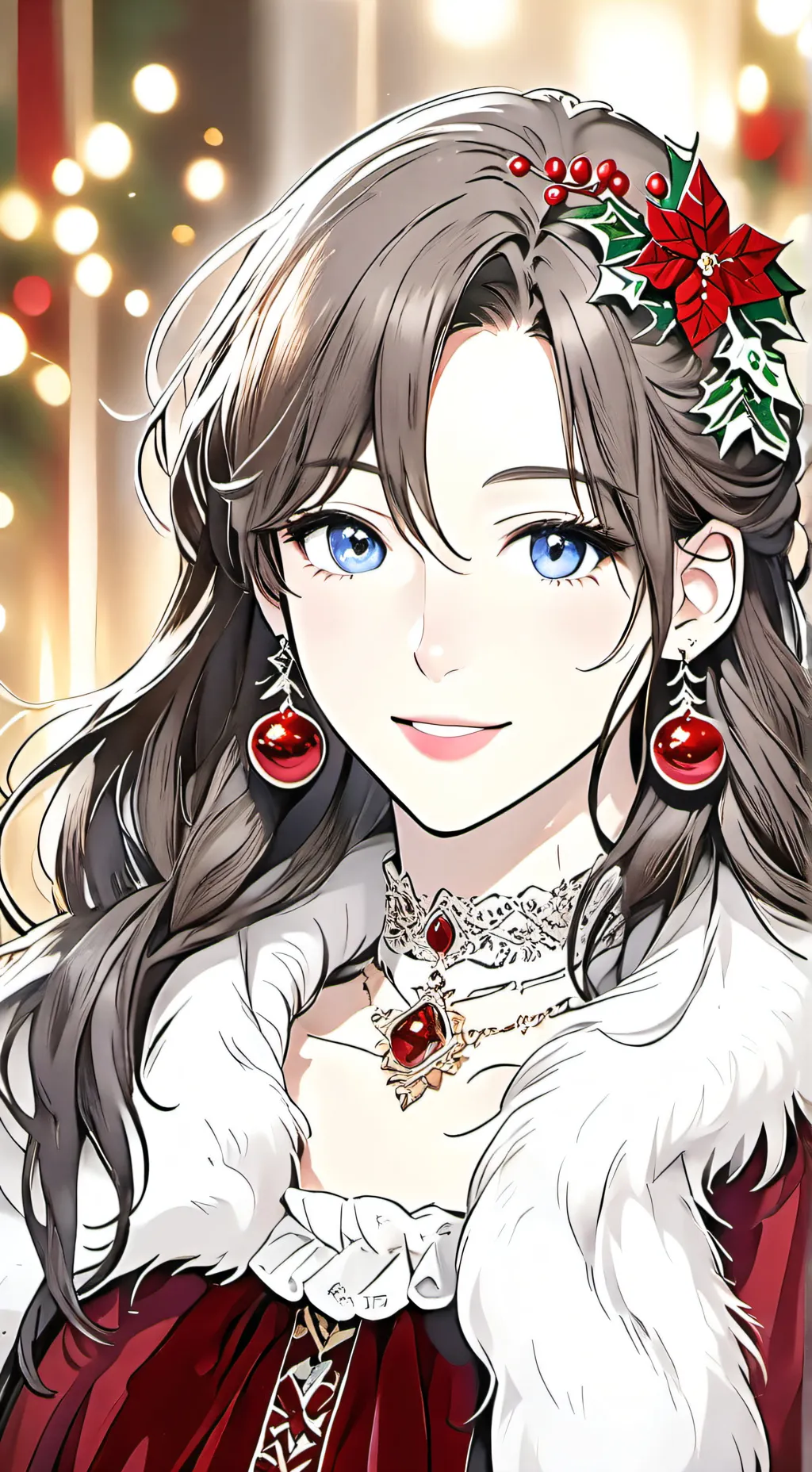 ai character: Celine Claus  background