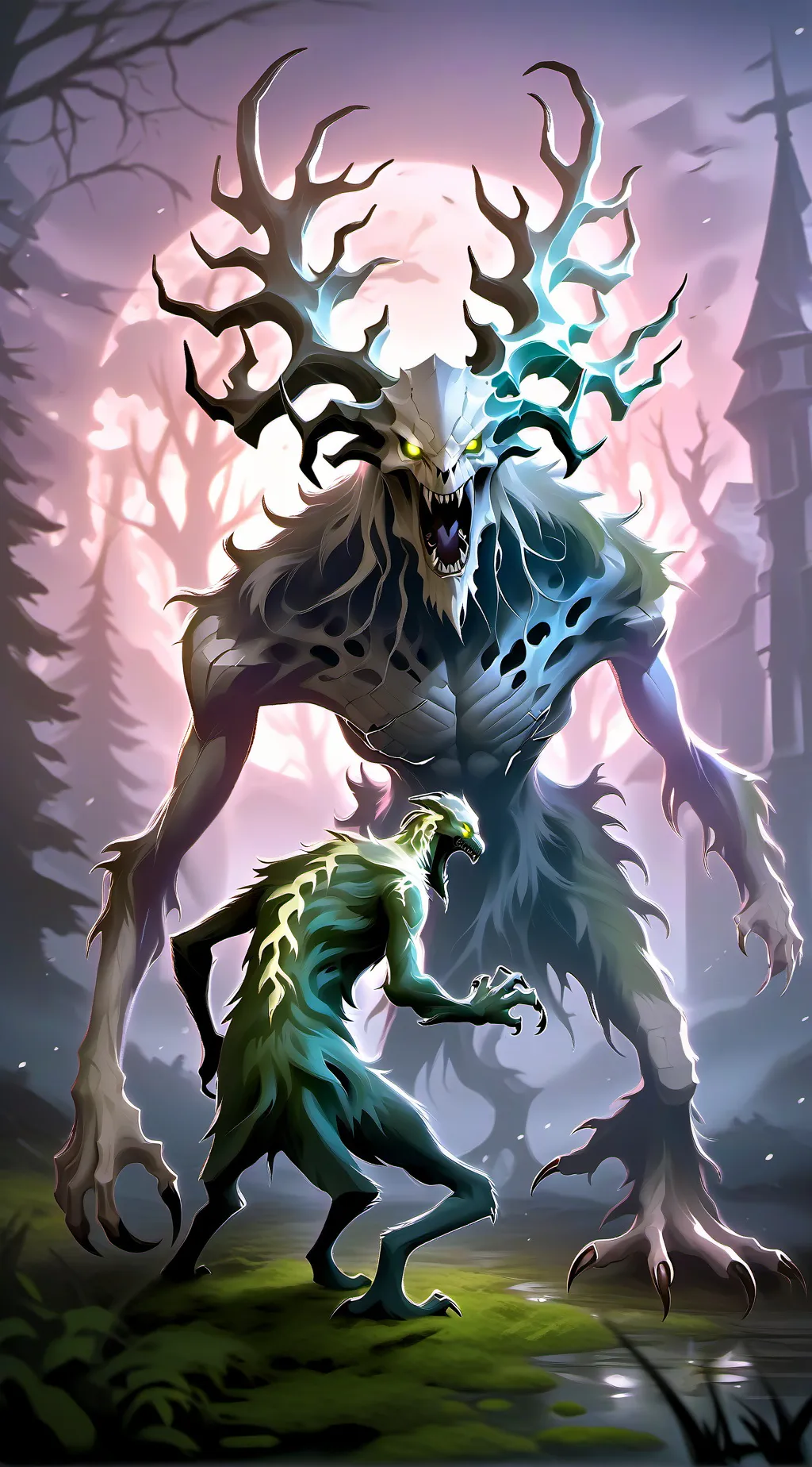 ai character: Medusa and wendigo background