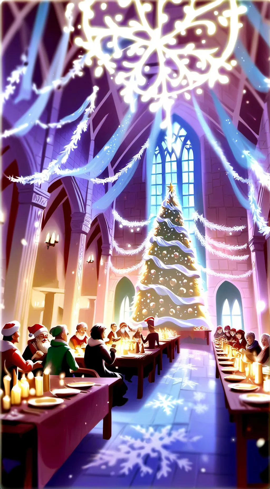 ai character: Hogwarts Christmas background