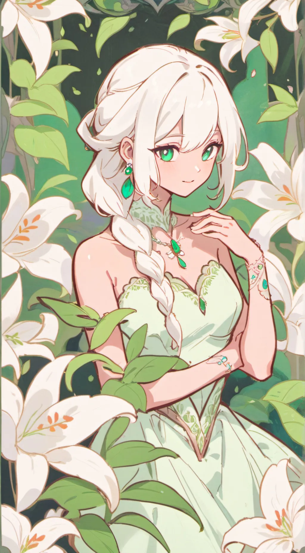 ai character: White lily background