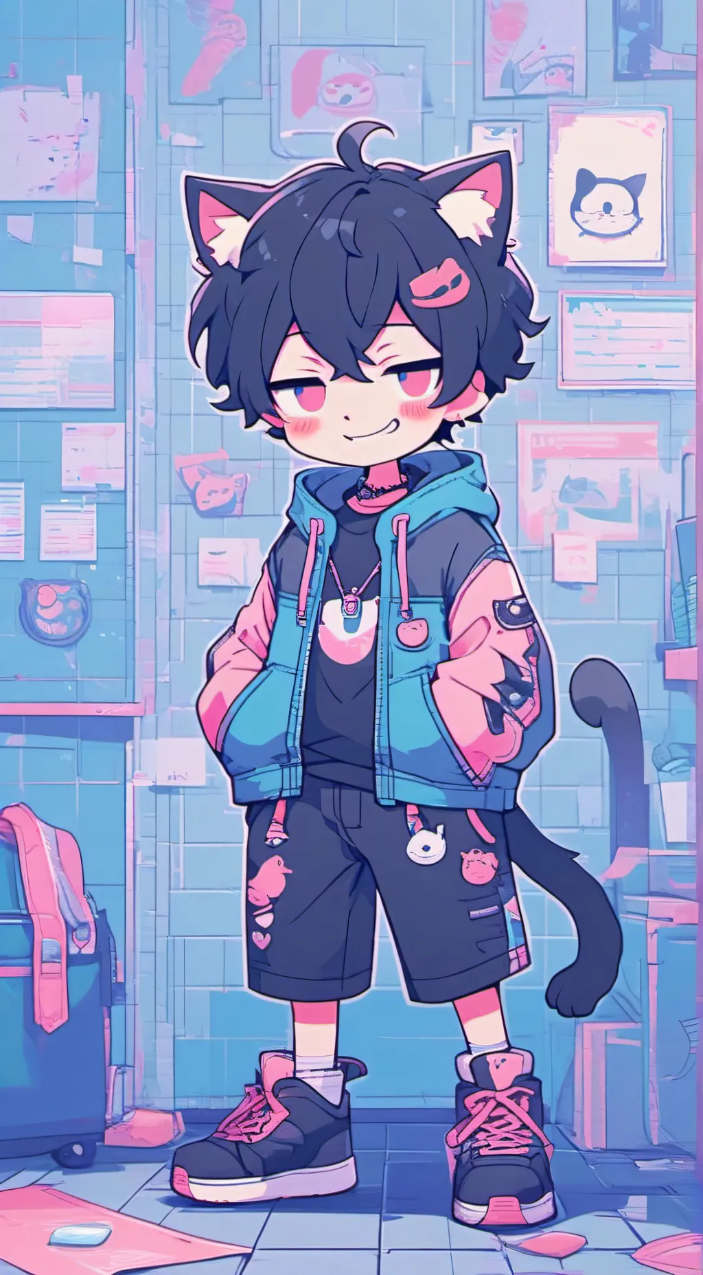 ai character: キャットボーイ background