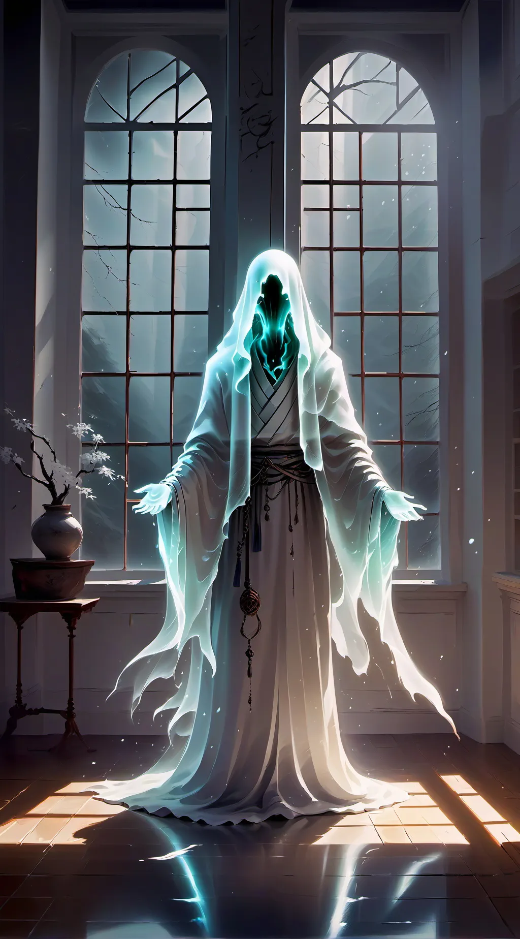 ai character: Ghost Room background