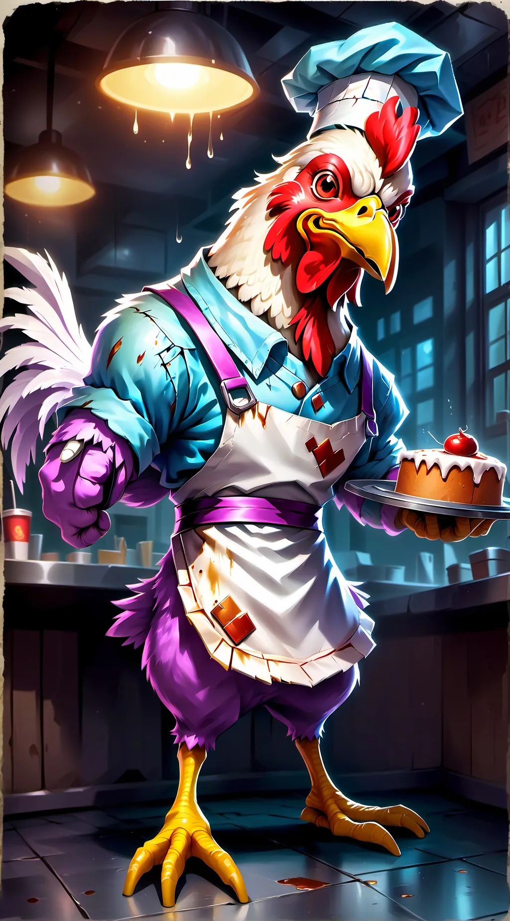 ai character: Amanda chicken background