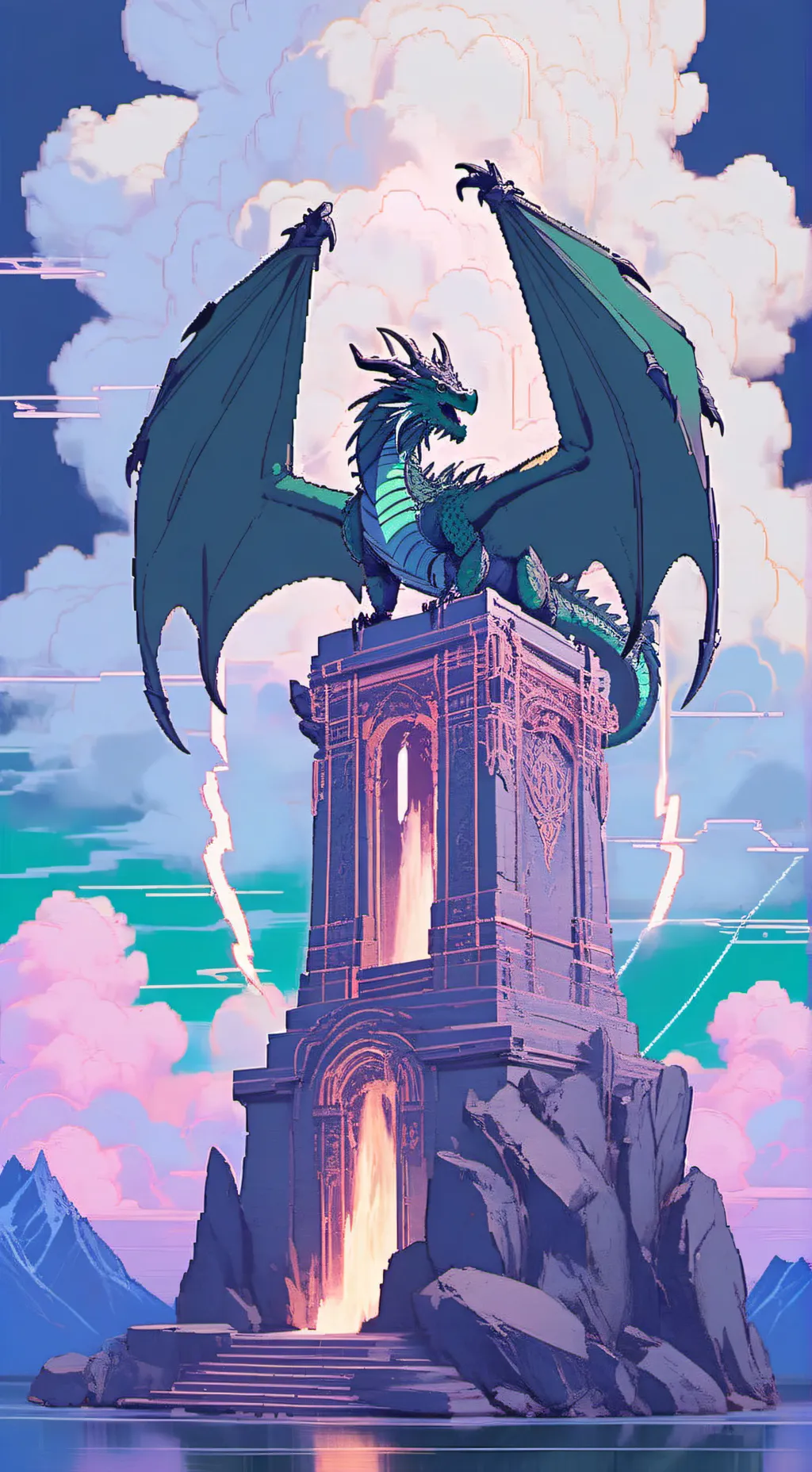 ai character: Dragon altar background