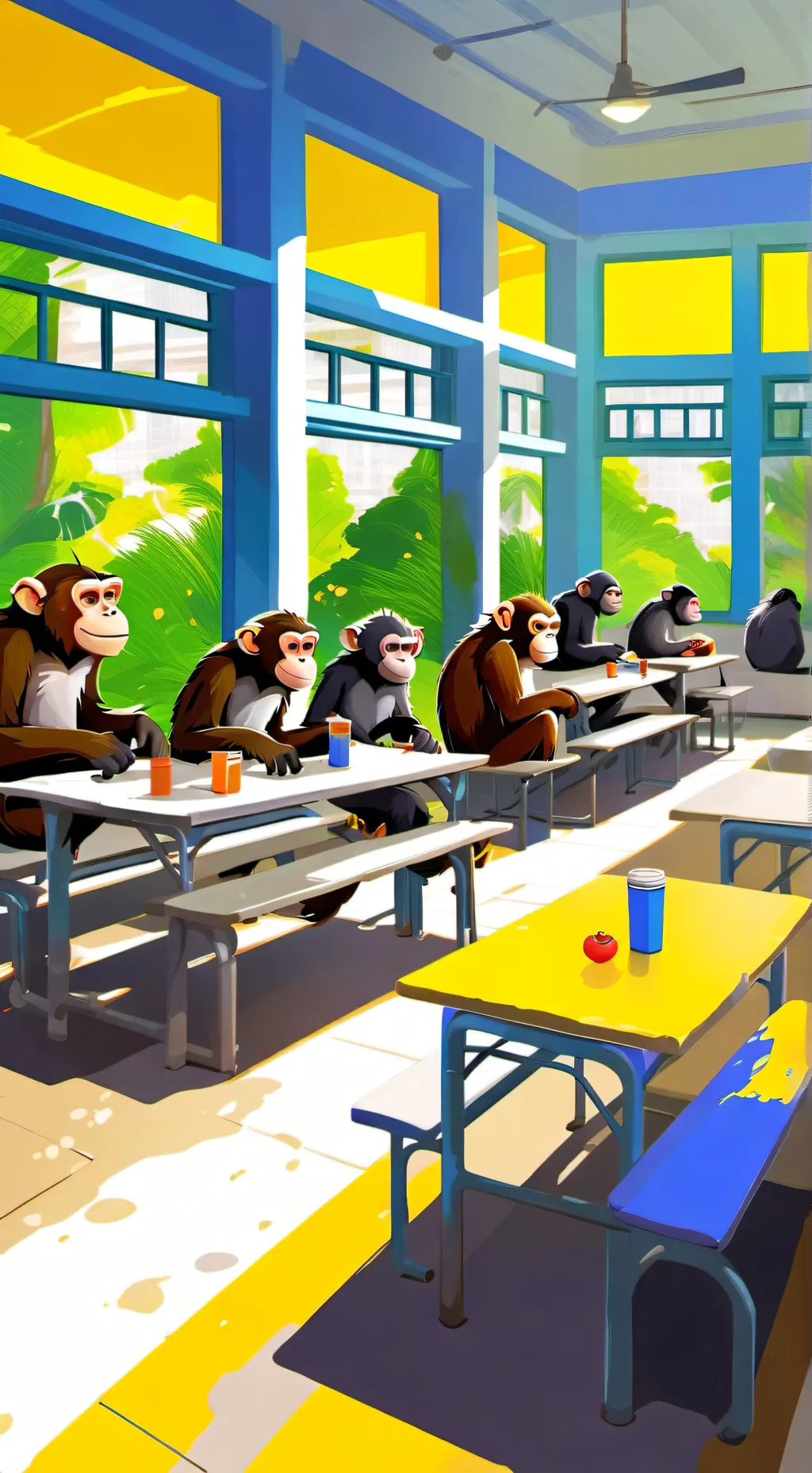 ai character: Monkey lunch class background