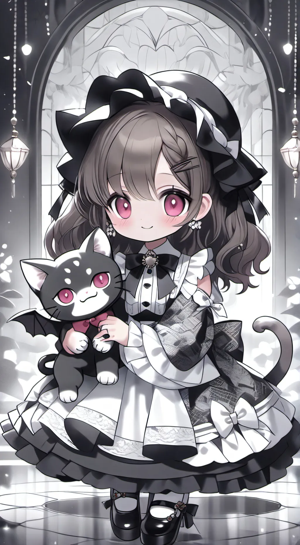 ai character: Demon cat  background